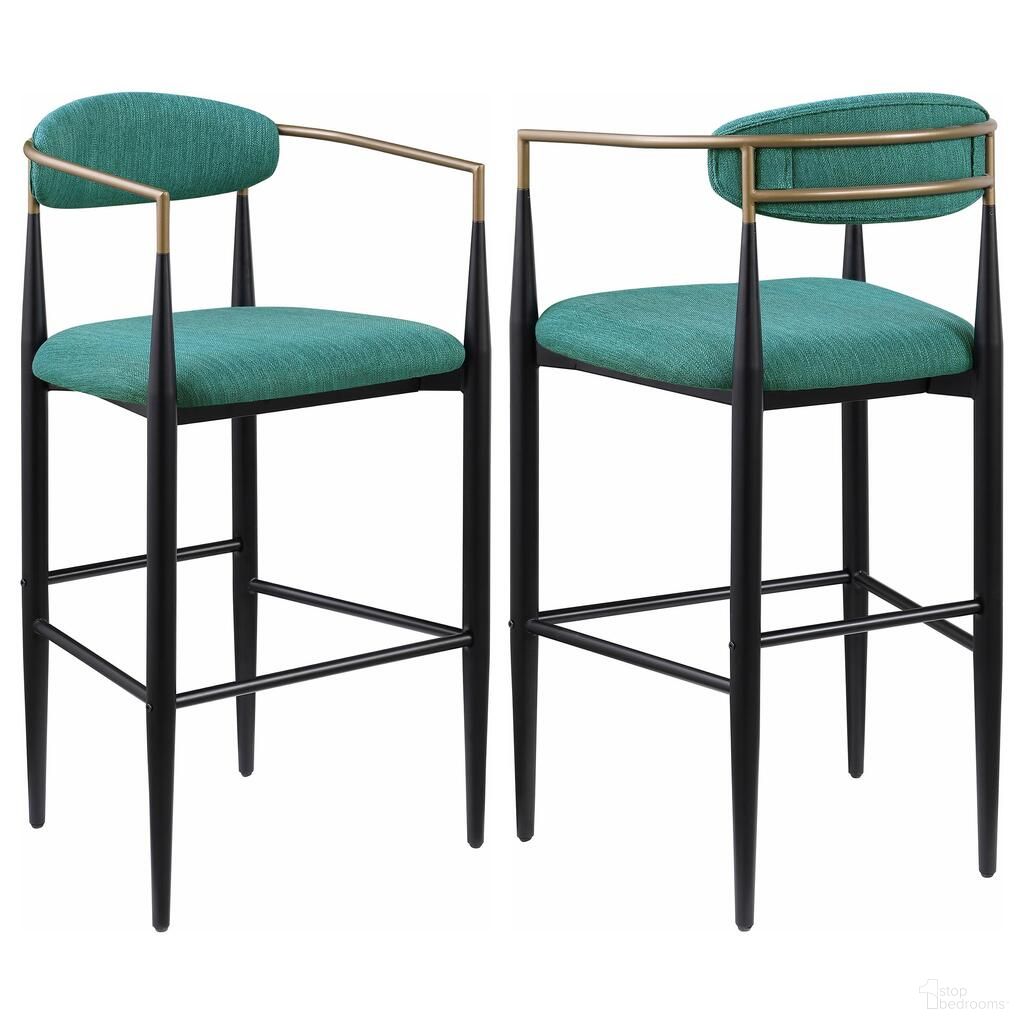 The appearance of Tina Fabric Upholstered Bar Chair Set of 2 In Green designed by Coaster in the modern / contemporary interior design. This green piece of furniture was selected by 1StopBedrooms from Tina Collection to add a touch of cosiness and style into your home. Sku: 121188. Material: Upholstered.