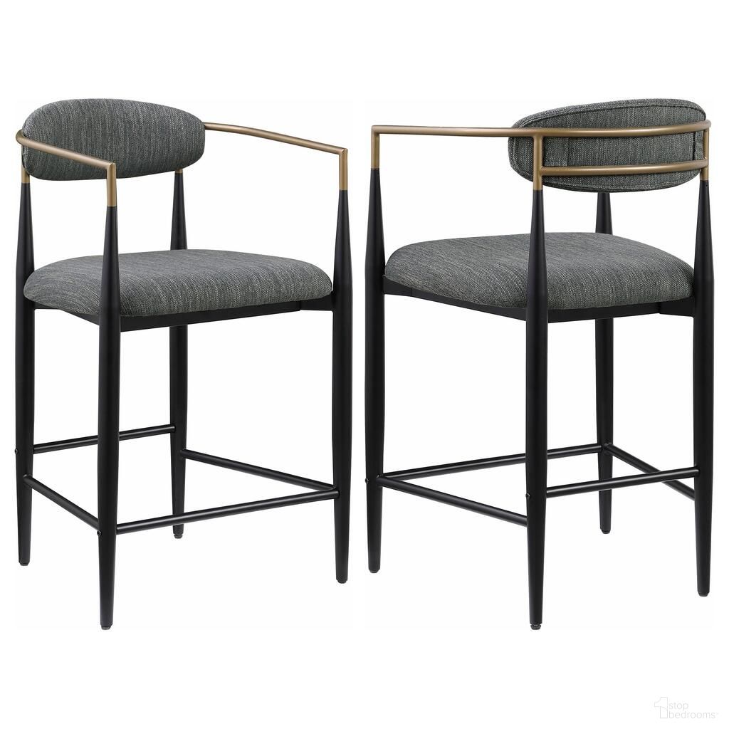 The appearance of Tina Fabric Upholstered Counter Chair Set of 2 In Dark Grey designed by Coaster in the modern / contemporary interior design. This dark grey piece of furniture was selected by 1StopBedrooms from Tina Collection to add a touch of cosiness and style into your home. Sku: 121186. Material: Upholstered.