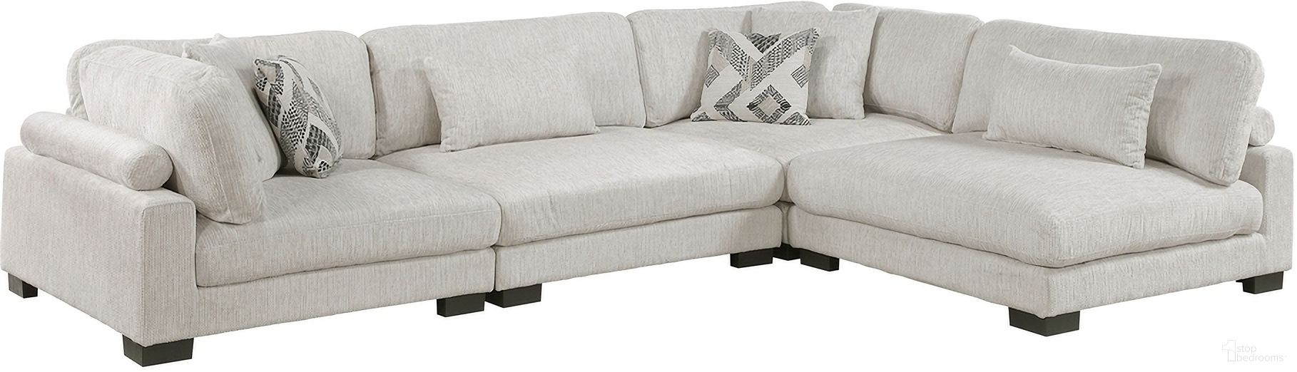 The appearance of Tinley 4-Piece Modular Sectional In Beige designed by Homelegance in the modern / contemporary interior design. This beige piece of furniture  was selected by 1StopBedrooms from Tinley Collection to add a touch of cosiness and style into your home. Sku: 9555BEG-AC;9555BEG-AC;9555BEG-CR;9555BEG-CR. Material: Microfiber.