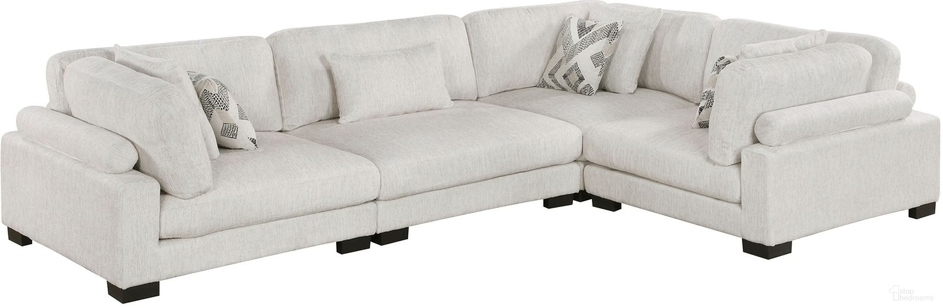 The appearance of Tinley 4-Piece Modular Sectional In Beige designed by Homelegance in the modern / contemporary interior design. This beige piece of furniture  was selected by 1StopBedrooms from Tinley Collection to add a touch of cosiness and style into your home. Sku: 9555BEG-CR;9555BEG-CR;9555BEG-CR;9555BEG-AC. Material: Microfiber. Layout: L-Shape.