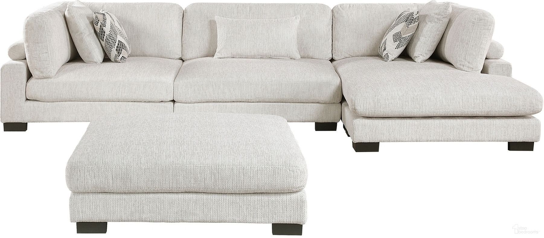 The appearance of Tinley 4-Piece Modular Sectional with Chaise and Ottoman In Beige designed by Homelegance in the modern / contemporary interior design. This beige piece of furniture was selected by 1StopBedrooms from Tinley Collection to add a touch of cosiness and style into your home. Sku: 9555BEG-AC;9555BEG-CR;9555BEG-VC;9555BEG-4. Material: Microfiber.