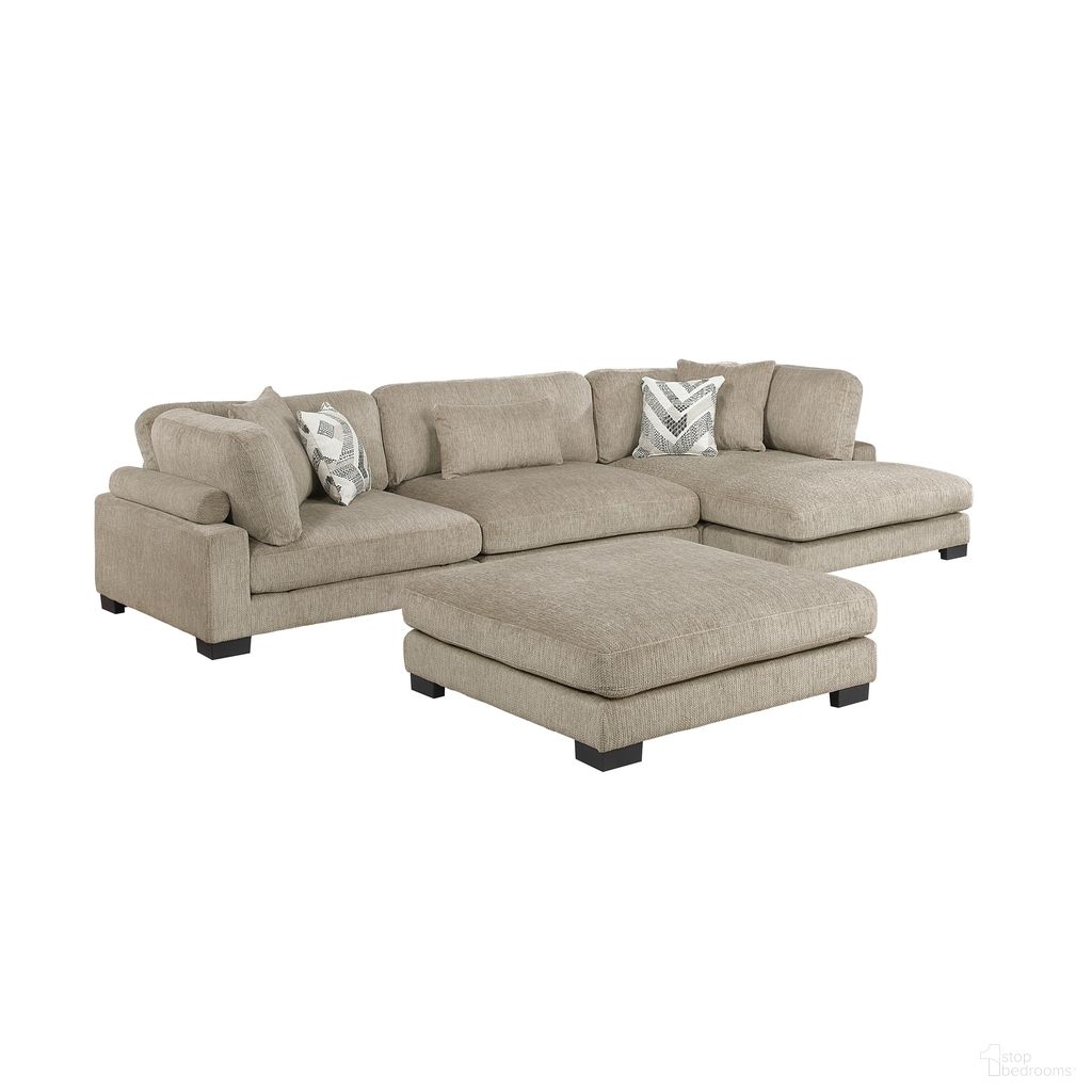 Tinley 4-Piece Modular Sectional with Chaise and Ottoman In Brown