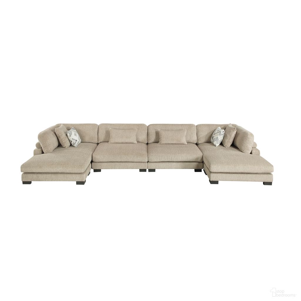 The appearance of Tinley 4-Piece Modular Sectional with Chaise In Brown designed by Homelegance in the modern / contemporary interior design. This brown piece of furniture was selected by 1StopBedrooms from Tinley Collection to add a touch of cosiness and style into your home. Sku: 9555BRW-AC;9555BRW-AC;9555BRW-VC;9555BRW-VC. Material: Microfiber. Layout: U-Shape.