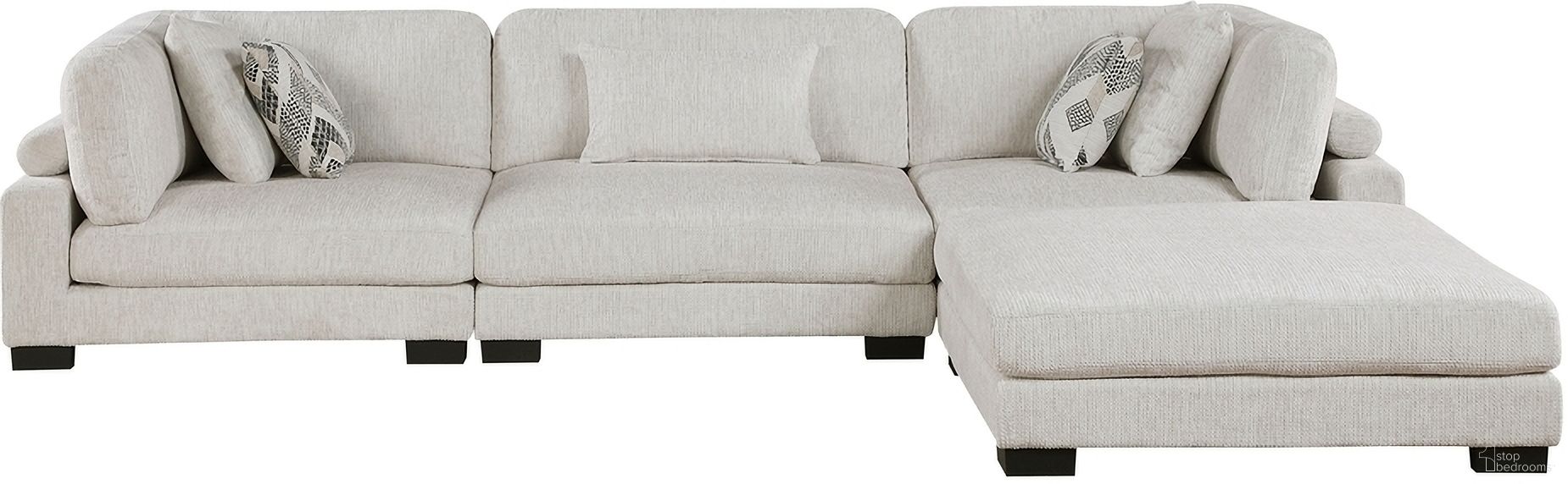 The appearance of Tinley 4-Piece Modular Sectional with Ottoman In Beige designed by Homelegance in the modern / contemporary interior design. This beige piece of furniture was selected by 1StopBedrooms from Tinley Collection to add a touch of cosiness and style into your home. Sku: 9555BEG-CR;9555BEG-CR;9555BEG-AC;9555BEG-4. Material: Microfiber.