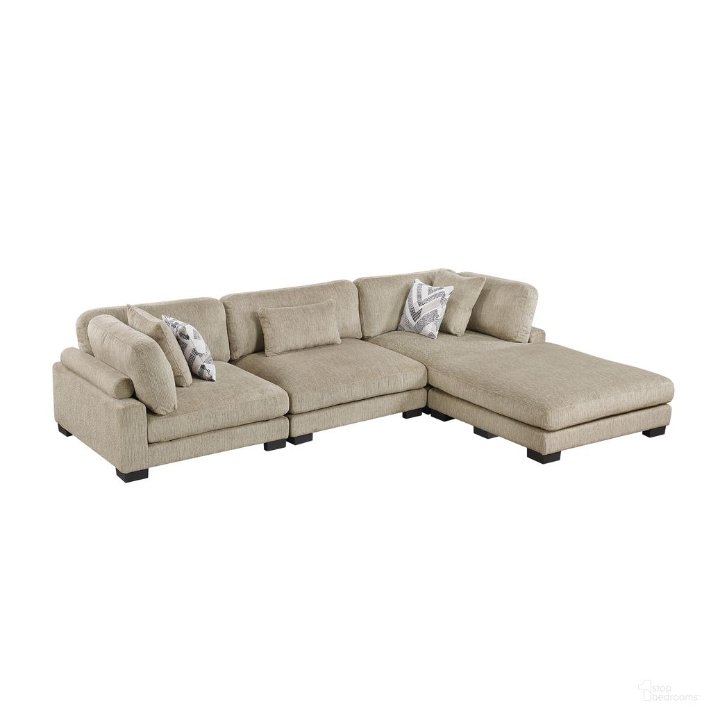 Tinley 4-Piece Modular Sectional with Ottoman In Brown