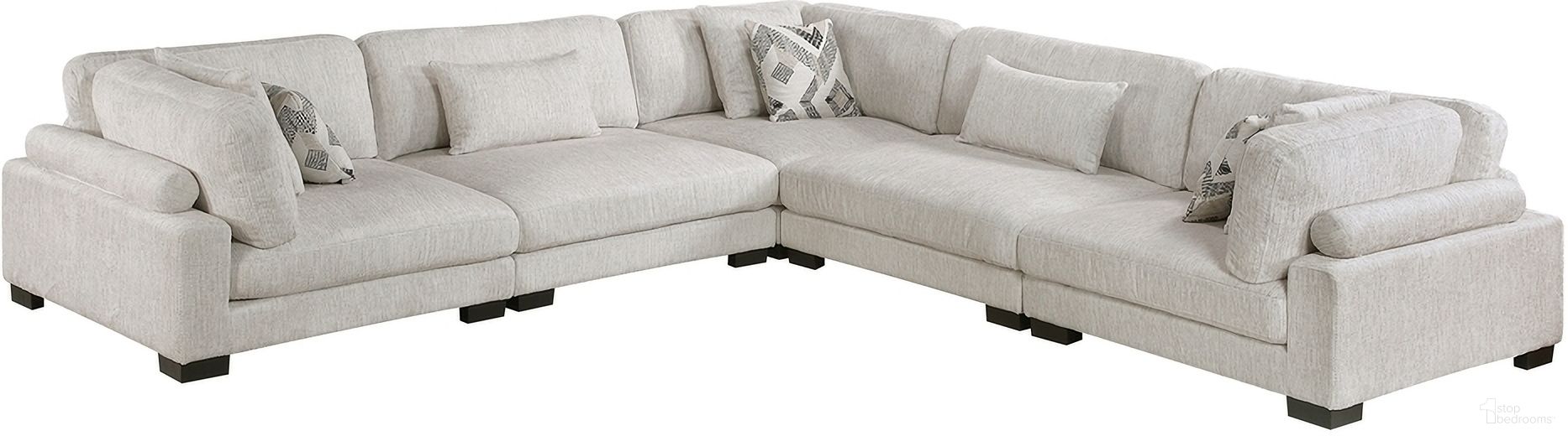 The appearance of Tinley 5-Piece Modular Sectional In Beige designed by Homelegance in the modern / contemporary interior design. This beige piece of furniture  was selected by 1StopBedrooms from Tinley Collection to add a touch of cosiness and style into your home. Sku: 9555BEG-CR;9555BEG-CR;9555BEG-CR;9555BEG-AC;9555BEG-AC. Material: Microfiber. Layout: L-Shape.