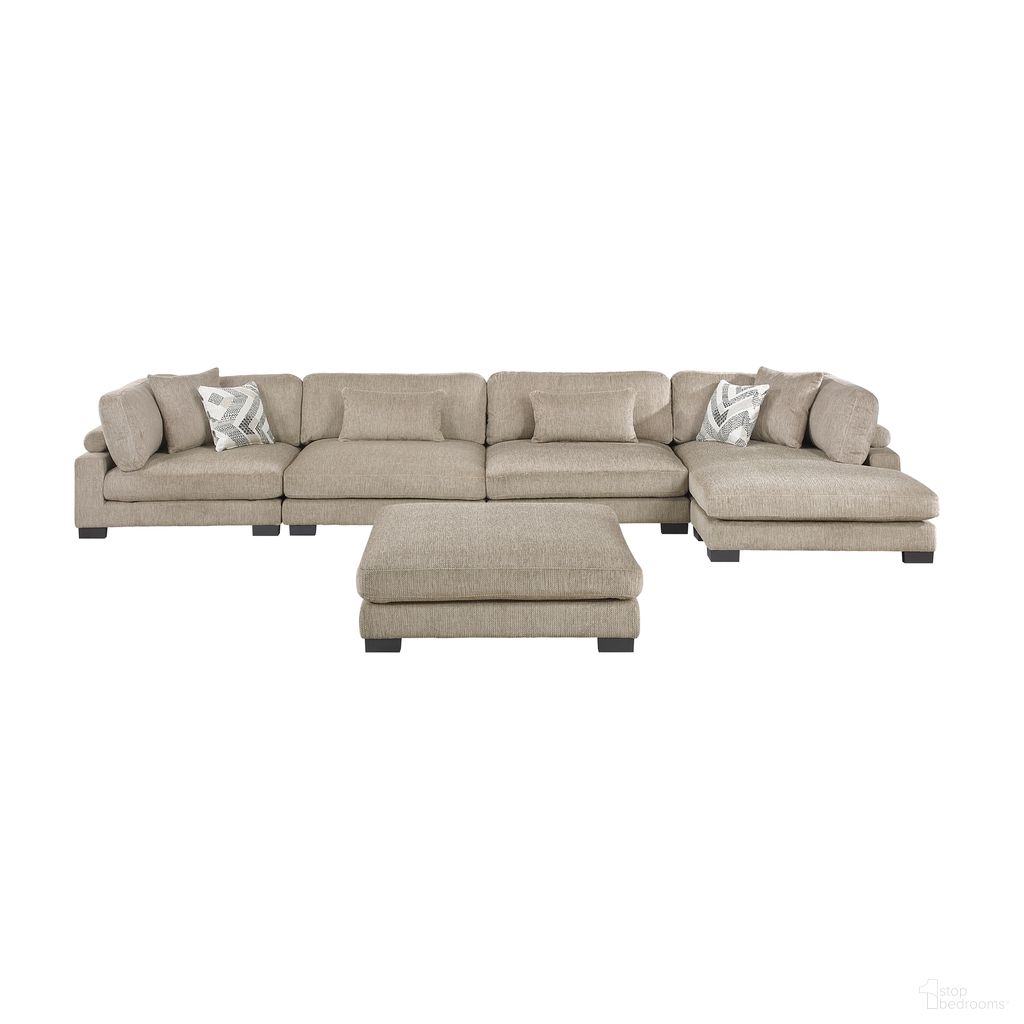 Tinley 5-Piece Modular Sectional with Chaise and Ottoman In Brown