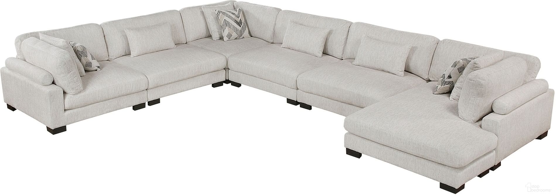The appearance of Tinley 6-Piece Modular Sectional with Chaise In Beige designed by Homelegance in the modern / contemporary interior design. This beige piece of furniture was selected by 1StopBedrooms from Tinley Collection to add a touch of cosiness and style into your home. Sku: 9555BEG-CR;9555BEG-CR;9555BEG-AC;9555BEG-AC;9555BEG-AC;9555BEG-VC. Material: Microfiber.