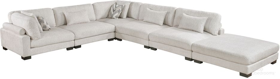The appearance of Tinley 6-Piece Modular Sectional with Ottoman In Beige designed by Homelegance in the modern / contemporary interior design. This beige piece of furniture  was selected by 1StopBedrooms from Tinley Collection to add a touch of cosiness and style into your home. Sku: 9555BEG-CR;9555BEG-CR;9555BEG-AC;9555BEG-AC;9555BEG-AC;9555BEG-4. Material: Microfiber.