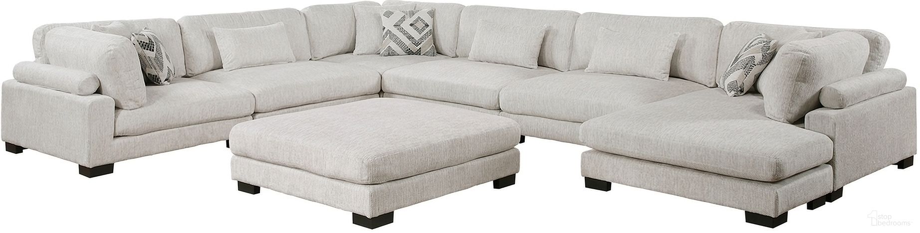 The appearance of Tinley 7-Piece Modular Sectional with Ottoman In Beige designed by Homelegance in the modern / contemporary interior design. This beige piece of furniture  was selected by 1StopBedrooms from Tinley Collection to add a touch of cosiness and style into your home. Sku: 9555BEG-CR;9555BEG-CR;9555BEG-AC;9555BEG-AC;9555BEG-AC;9555BEG-4;9555BEG-VC. Material: Microfiber.