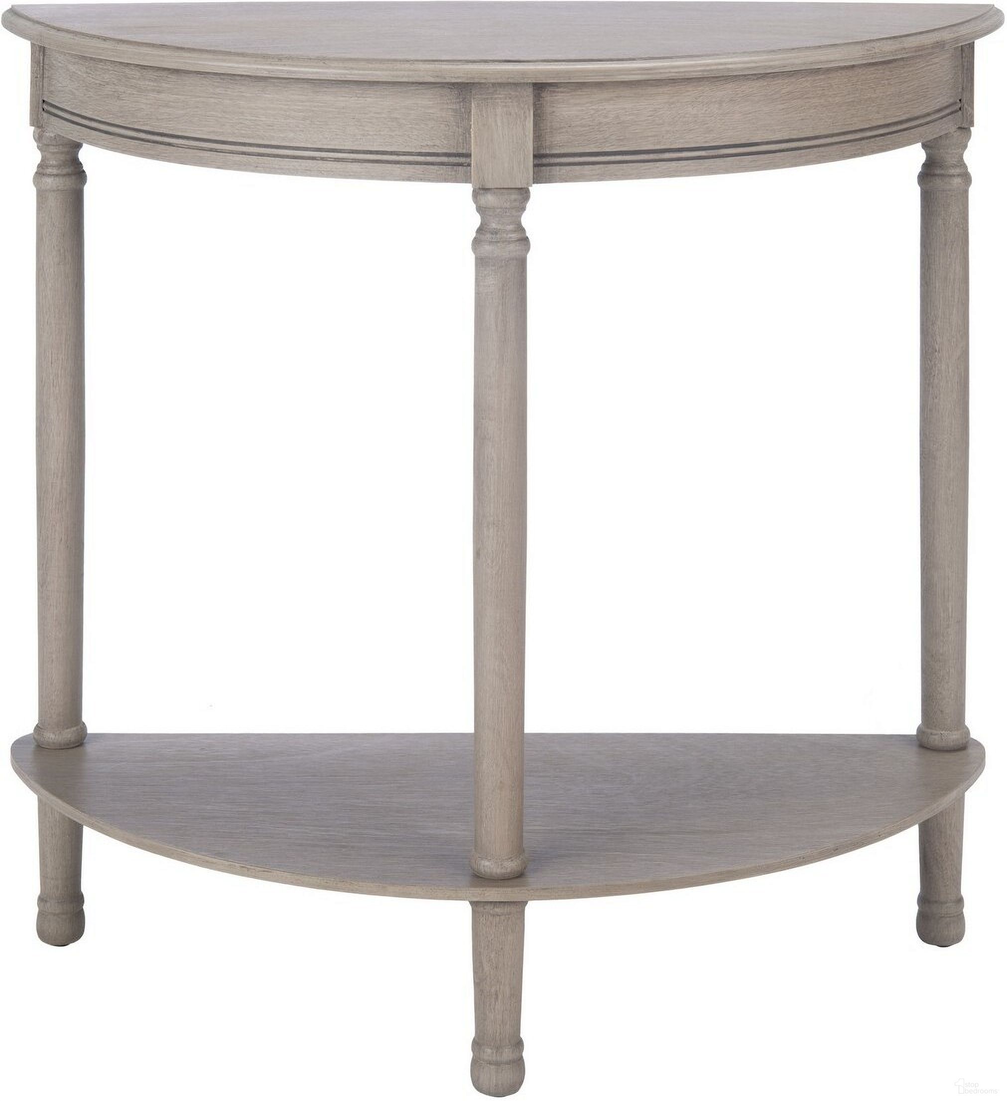 The appearance of Tinsley Half Round Console Table in Greige designed by Safavieh in the modern / contemporary interior design. This greige piece of furniture  was selected by 1StopBedrooms from Tinsley Collection to add a touch of cosiness and style into your home. Sku: CNS5723A. Material: Wood.