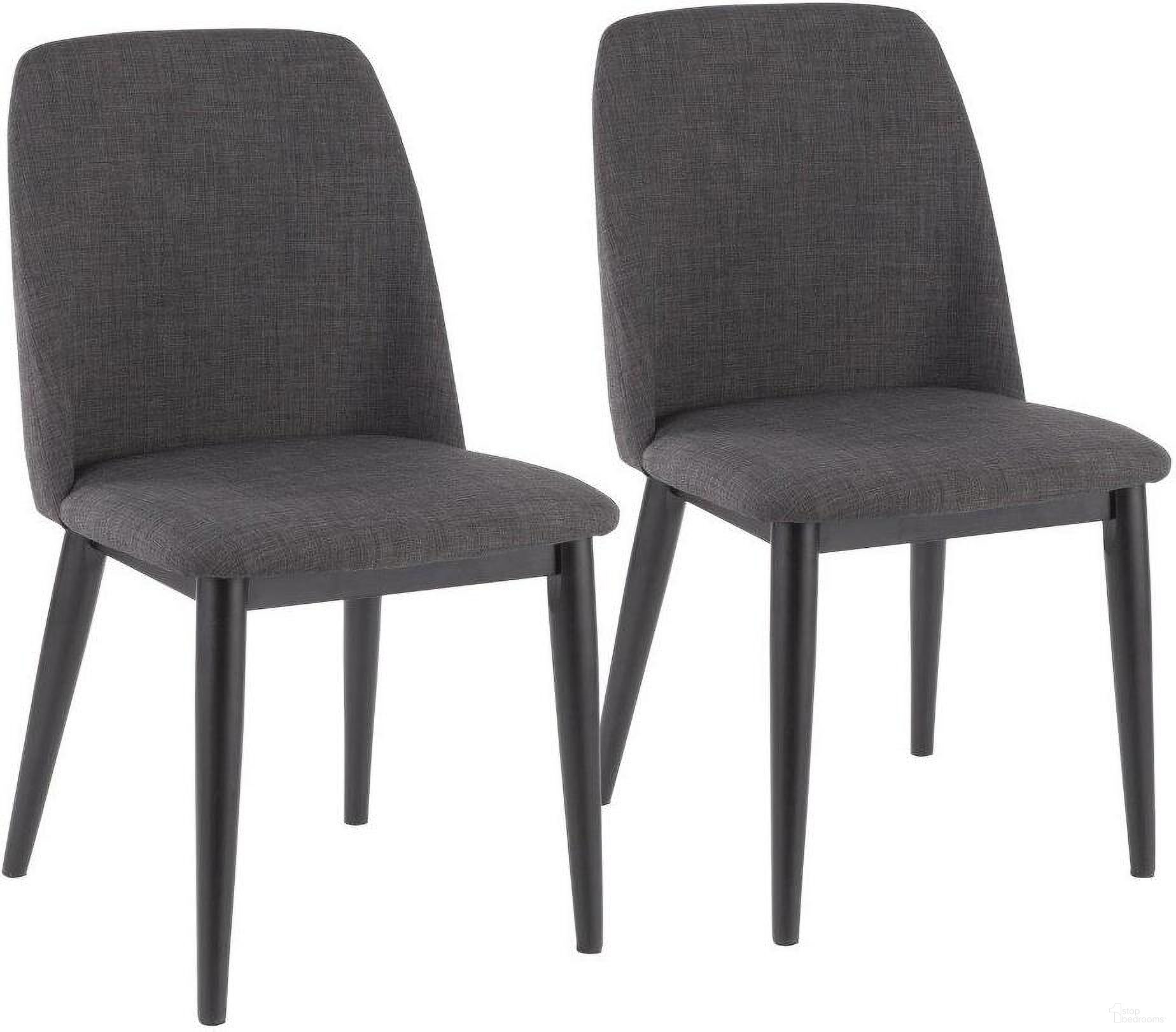 The appearance of Tintori Contemporary Dining Chair In Charcoal Fabric - Set Of 2 designed by Lumisource in the modern / contemporary interior design. This charcoal piece of furniture was selected by 1StopBedrooms from Tintori Collection to add a touch of cosiness and style into your home. Sku: CHR-TNT CHAR+B2. Material: Wood. Chair Type: Side Chair.
