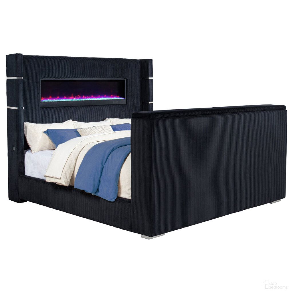 The appearance of Tisdall Eastern King Flame Visualizer Wingback TV Bed In Black designed by Coaster in the modern / contemporary interior design. This black piece of furniture was selected by 1StopBedrooms from Tisdall Collection to add a touch of cosiness and style into your home. Sku: 315868BLKKEB1;315868BLKKEB2;315868BLKKEB3. Bed Size: King. Material: Pine.