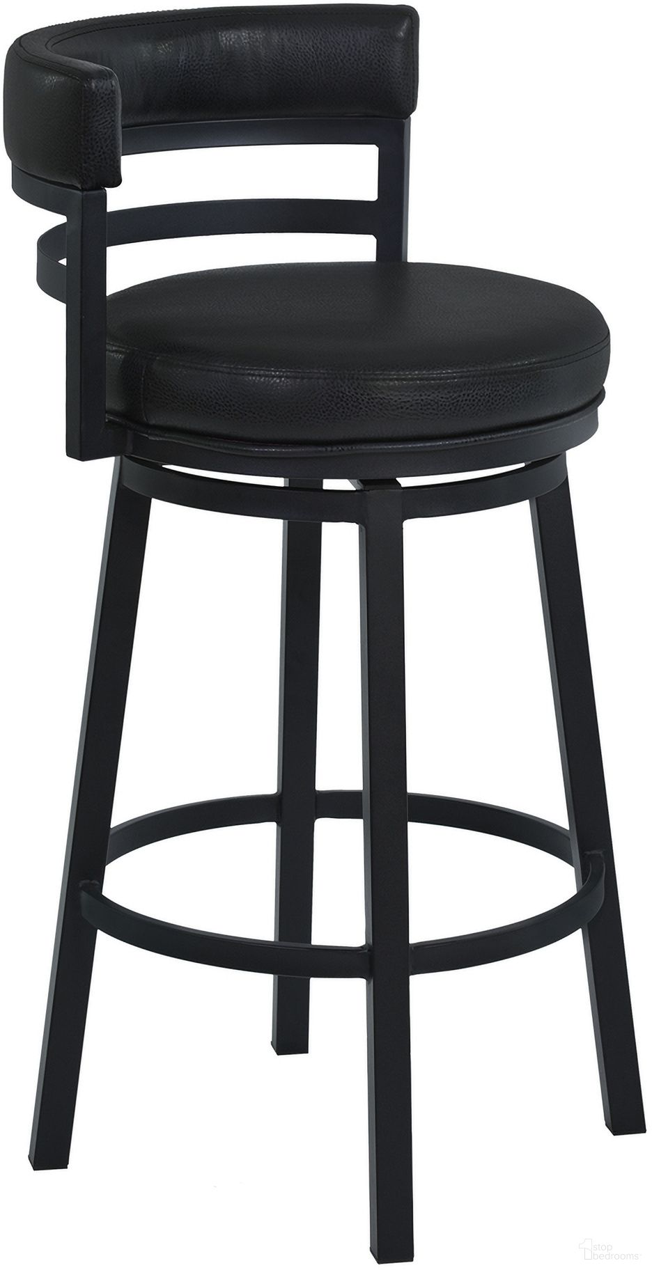 Titana 26 Inch Counter Height Metal Swivel Barstool In Ford Black Pu and Black Finish