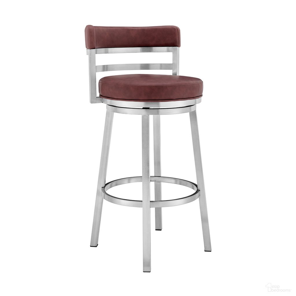 The appearance of Titana 26 Inch Counter Height Swivel Bar Stool In Red designed by Armen Living in the transitional interior design. This red piece of furniture was selected by 1StopBedrooms from Titana Collection to add a touch of cosiness and style into your home. Sku: 840254335165. Material: Faux Leather.