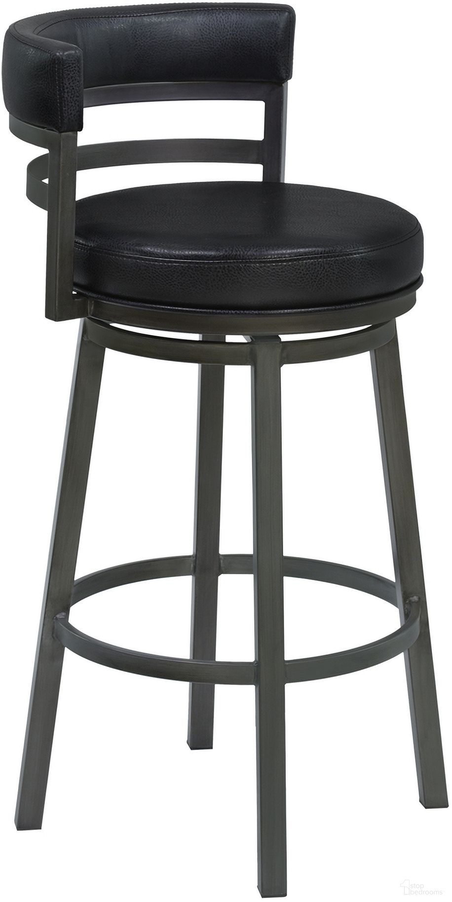 The appearance of Titana 30 Inch Bar Height Metal Swivel Barstool In Ford Black Pu and Mineral Finish designed by Armen Living in the transitional interior design. This mineral piece of furniture was selected by 1StopBedrooms from Titana Collection to add a touch of cosiness and style into your home. Sku: 721535746880. Material: Metal.