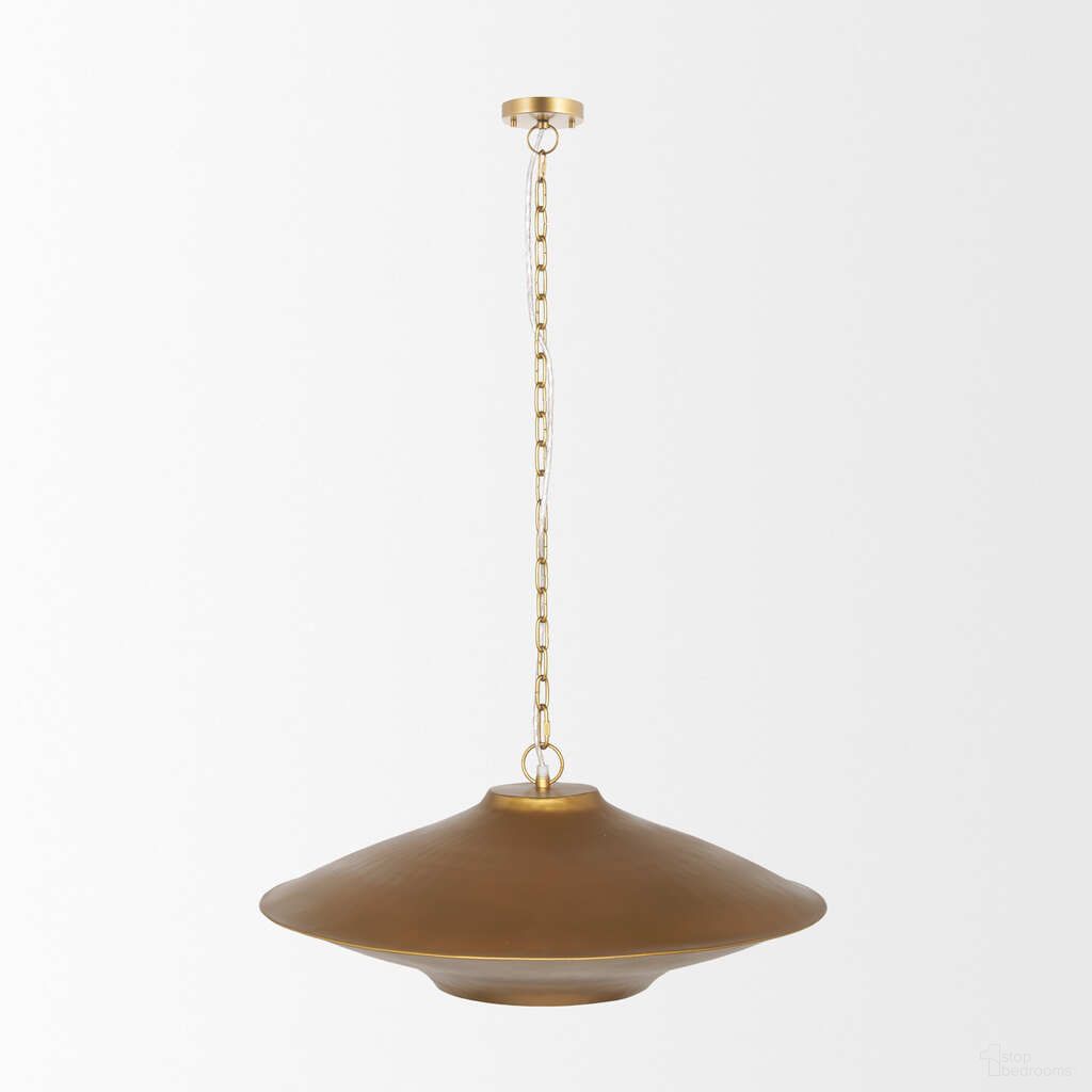 Titus 1-Light Brass Finished Metal Disc Pendant In Gold