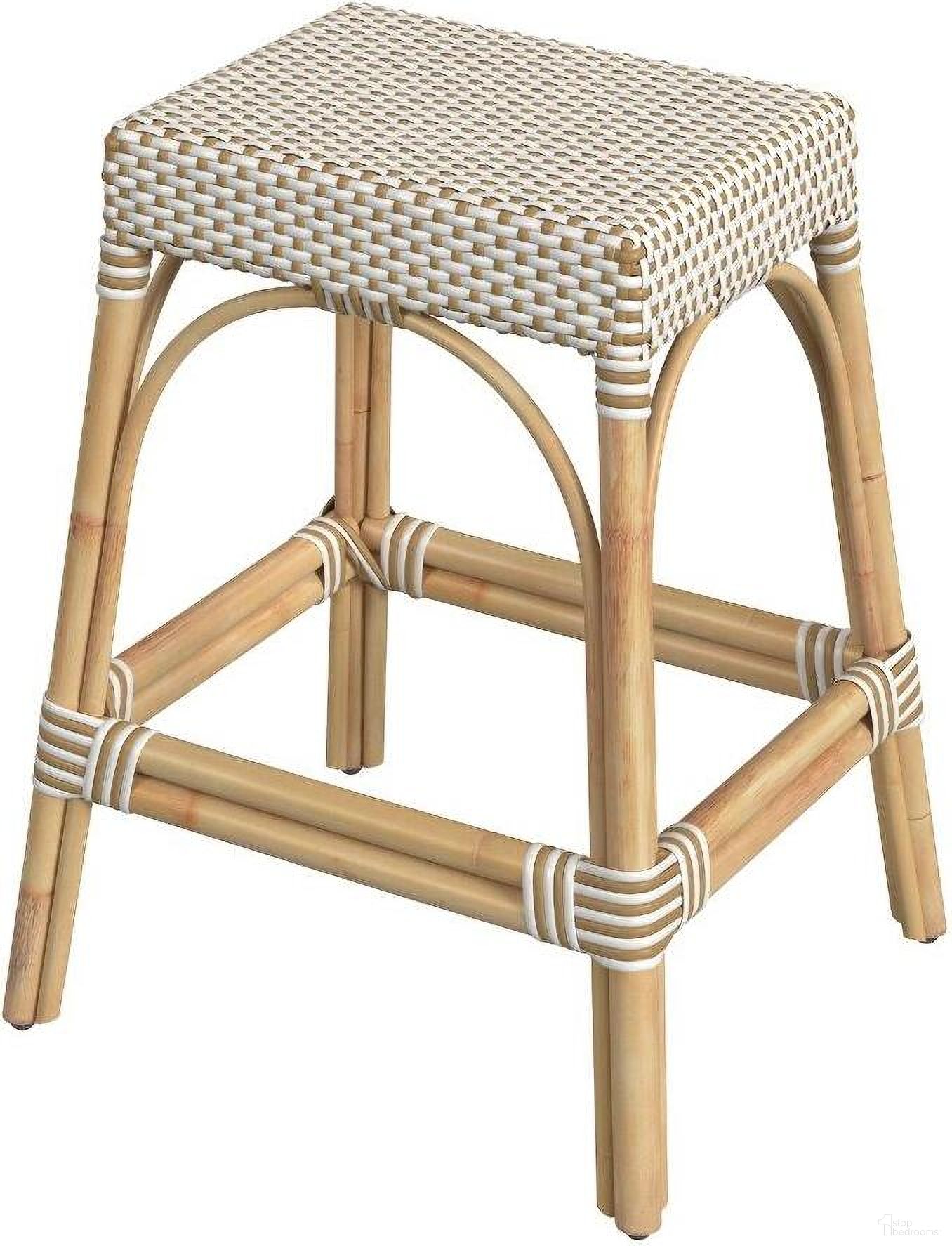 The appearance of Tobias 24.5 Inch Tan And Beige Counter Stool designed by Butler Specialty Company in the transitional interior design. This beige piece of furniture  was selected by 1StopBedrooms from Tobias Collection to add a touch of cosiness and style into your home. Sku: 5513415. Material: Rattan.