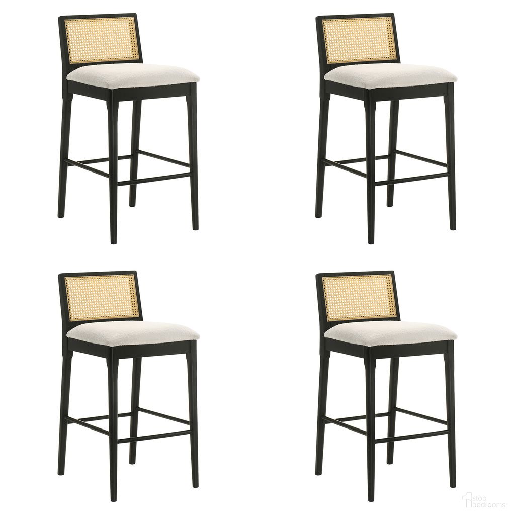 The appearance of Tobias Bar Height Bar Stool Set of 4 In Black and White designed by Armen Living in the coastal interior design. This black and white piece of furniture was selected by 1StopBedrooms from Tobias Collection to add a touch of cosiness and style into your home. Sku: LCTBBAWHBLK30;LCTBBAWHBLK30;LCTBBAWHBLK30;LCTBBAWHBLK30. Material: Polyester.