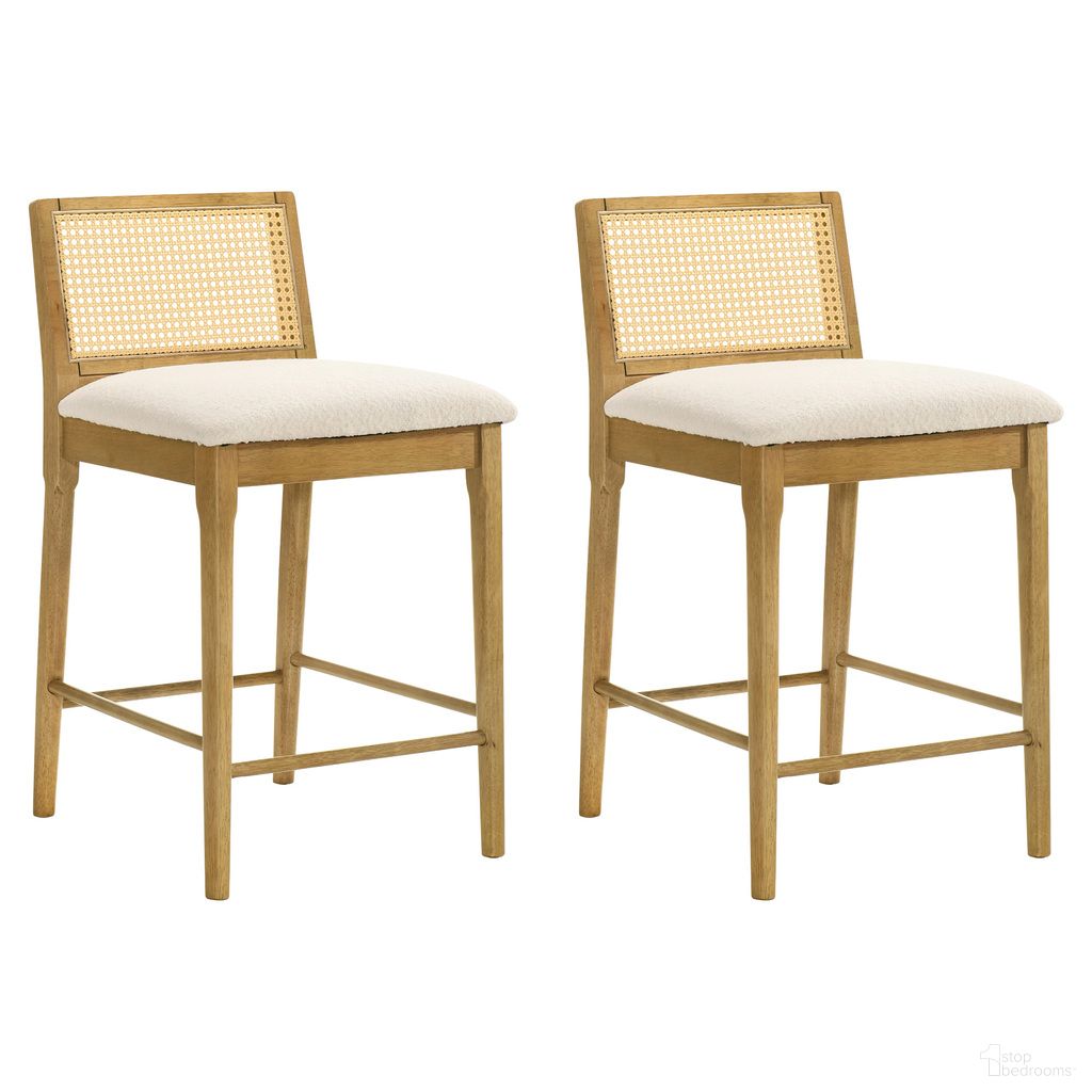 The appearance of Tobias Counter Height Bar Stool Set of 2 In Amber Glow and White designed by Armen Living in the coastal interior design. This amber glow and white piece of furniture was selected by 1StopBedrooms from Tobias Collection to add a touch of cosiness and style into your home. Sku: LCTBBAWHAG26;LCTBBAWHAG26. Material: Polyester.