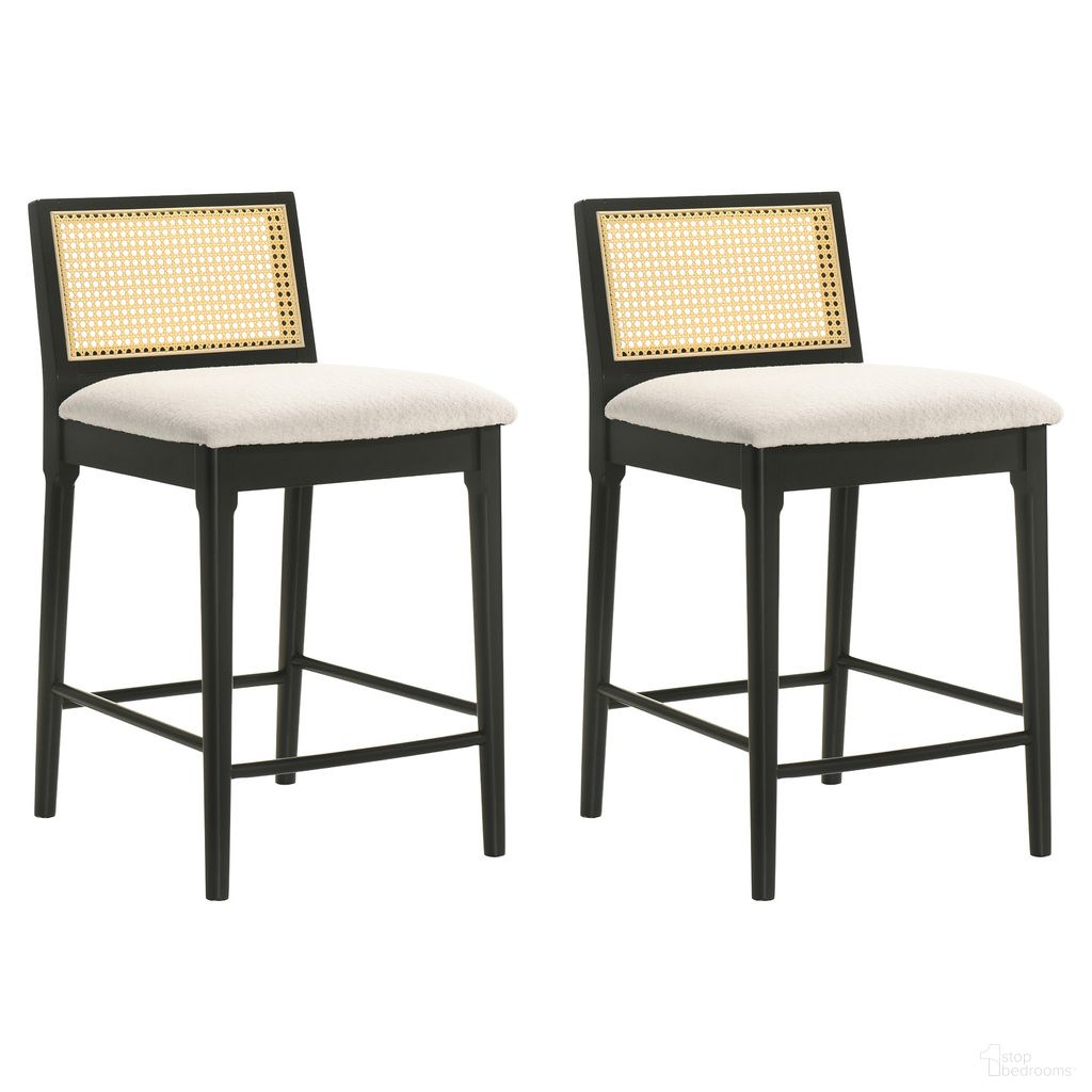 The appearance of Tobias Counter Height Bar Stool Set of 2 In Black and White designed by Armen Living in the coastal interior design. This black and white piece of furniture was selected by 1StopBedrooms from Tobias Collection to add a touch of cosiness and style into your home. Sku: LCTBBAWHBLK26;LCTBBAWHBLK26. Material: Polyester.