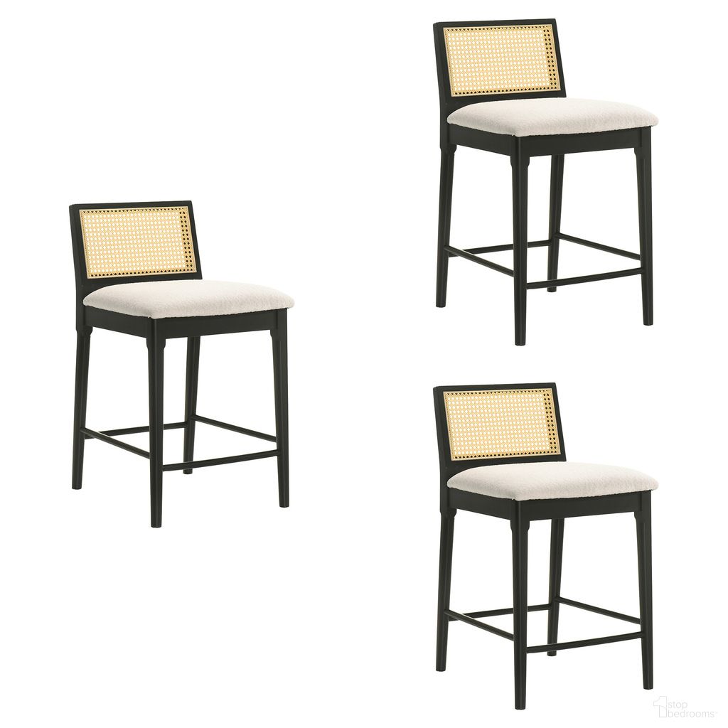 The appearance of Tobias Counter Height Bar Stool Set of 3 In Black and White designed by Armen Living in the coastal interior design. This black and white piece of furniture was selected by 1StopBedrooms from Tobias Collection to add a touch of cosiness and style into your home. Sku: LCTBBAWHBLK26;LCTBBAWHBLK26;LCTBBAWHBLK26. Material: Polyester.