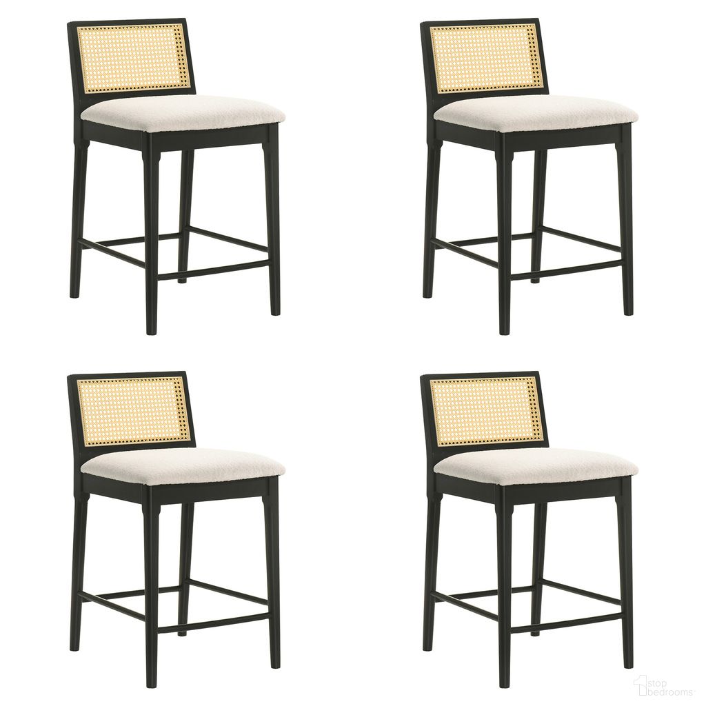 The appearance of Tobias Counter Height Bar Stool Set of 4 In Black and White designed by Armen Living in the coastal interior design. This black and white piece of furniture was selected by 1StopBedrooms from Tobias Collection to add a touch of cosiness and style into your home. Sku: LCTBBAWHBLK26;LCTBBAWHBLK26;LCTBBAWHBLK26;LCTBBAWHBLK26. Material: Polyester.