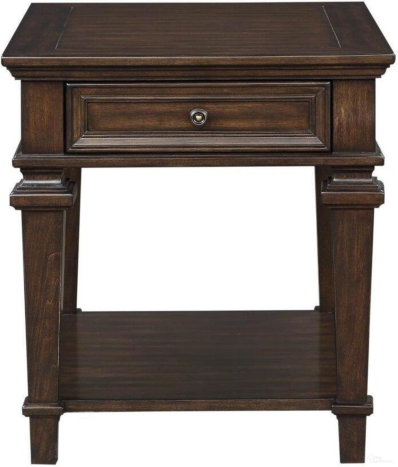 The appearance of Tobias Espresso Rectangular End Table designed by Homelegance in the transitional interior design. This brown piece of furniture  was selected by 1StopBedrooms from Tobias Collection to add a touch of cosiness and style into your home. Sku: 3681-04. Material: Wood.