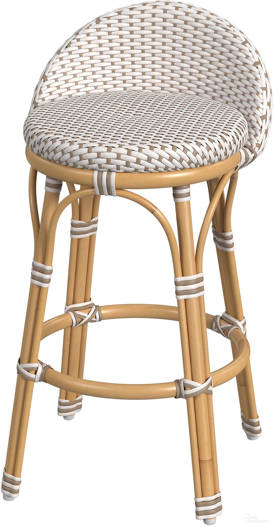 The appearance of Tobias Outdoor Rattan and Metal Low Back Counter Stool In Beige and White designed by Butler Specialty Company in the traditional interior design. This beige/white piece of furniture was selected by 1StopBedrooms from Tobias Collection to add a touch of cosiness and style into your home. Sku: 5649433. Material: Metal.