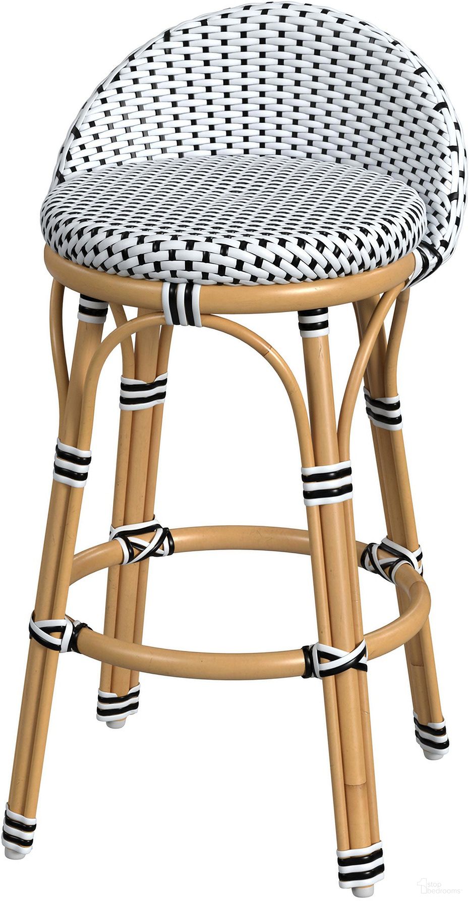 The appearance of Tobias Outdoor Rattan and Metal Low Back Counter Stool In Black and White designed by Butler Specialty Company in the traditional interior design. This black and white piece of furniture was selected by 1StopBedrooms from Tobias Collection to add a touch of cosiness and style into your home. Sku: 5649434. Material: Metal.