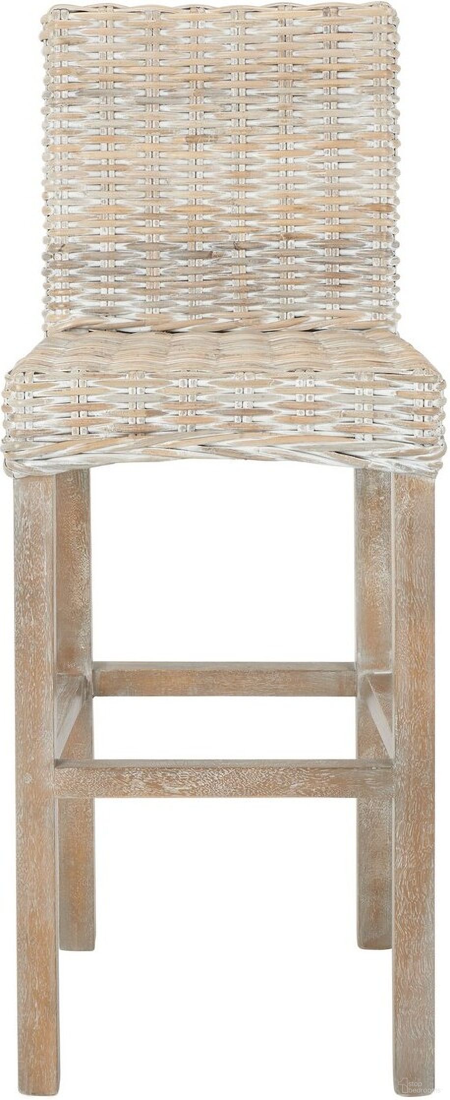 Tobie Rattan Bar Stool in Grey