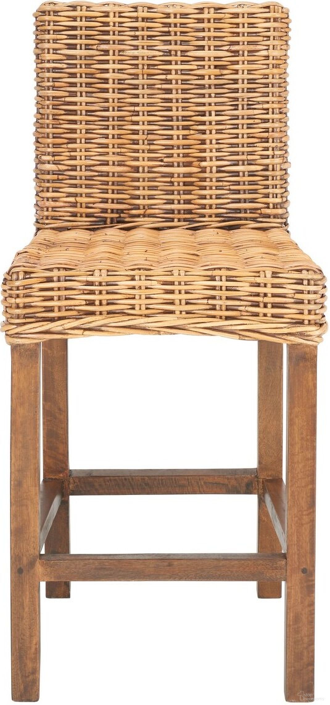 The appearance of Tobie Rattan Counter Stool in Honey Brown designed by Safavieh in the country / farmhouse interior design. This honey brown piece of furniture  was selected by 1StopBedrooms from Tobie Collection to add a touch of cosiness and style into your home. Sku: BST6501C. Material: Wood.