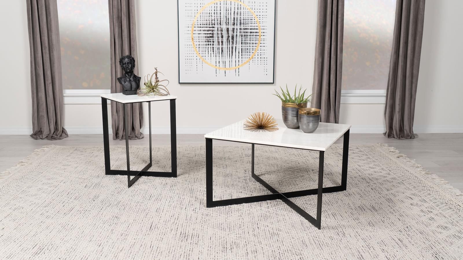 Tobin Occasional Table Set In White Marble