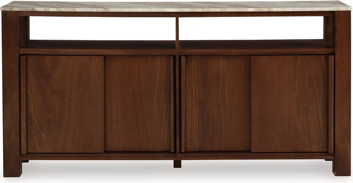 The appearance of Tobinville Accent Cabinet In Dark Brown designed by Signature Design by Ashley in the modern / contemporary interior design. This dark brown piece of furniture was selected by 1StopBedrooms from Tobinville Collection to add a touch of cosiness and style into your home. Sku: A4000673. Material: Marble.