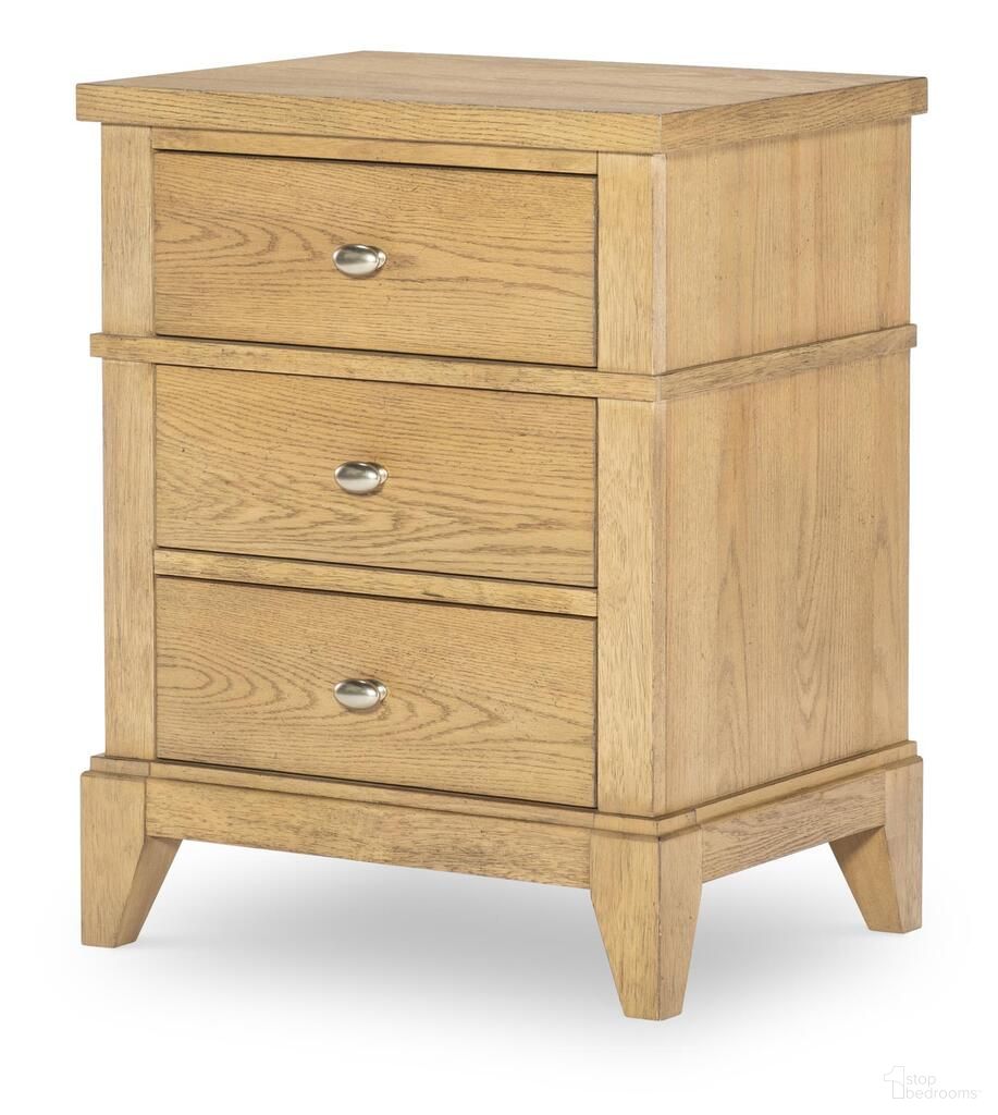 The appearance of Today's Traditions 3 Drawer Night Stand In Natural Hickory designed by Legacy Classic in the transitional interior design. This natural hickory piece of furniture  was selected by 1StopBedrooms from Today's Traditions Collection to add a touch of cosiness and style into your home. Sku: TY4950-3100. Material: Hardwood.