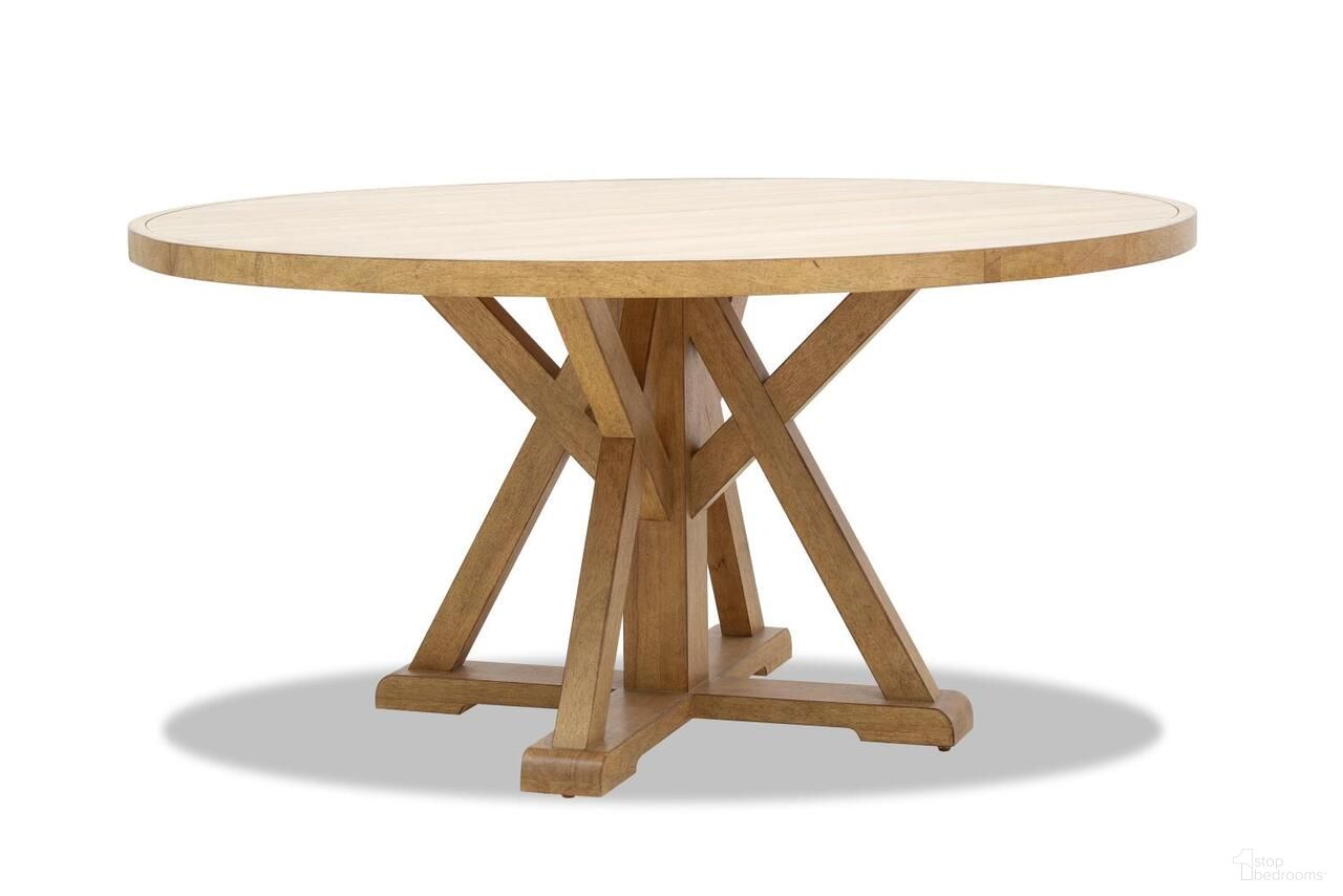 The appearance of Today's Traditions Complete Round Pedestal Table In Natural Hickory designed by Legacy Classic in the transitional interior design. This natural hickory piece of furniture  was selected by 1StopBedrooms from Today's Traditions Collection to add a touch of cosiness and style into your home. Sku: TY656-030B;TY656-030T. Table Base Style: Pedestal. Table Top Shape: Round. Size: 60". Material: Hardwood.