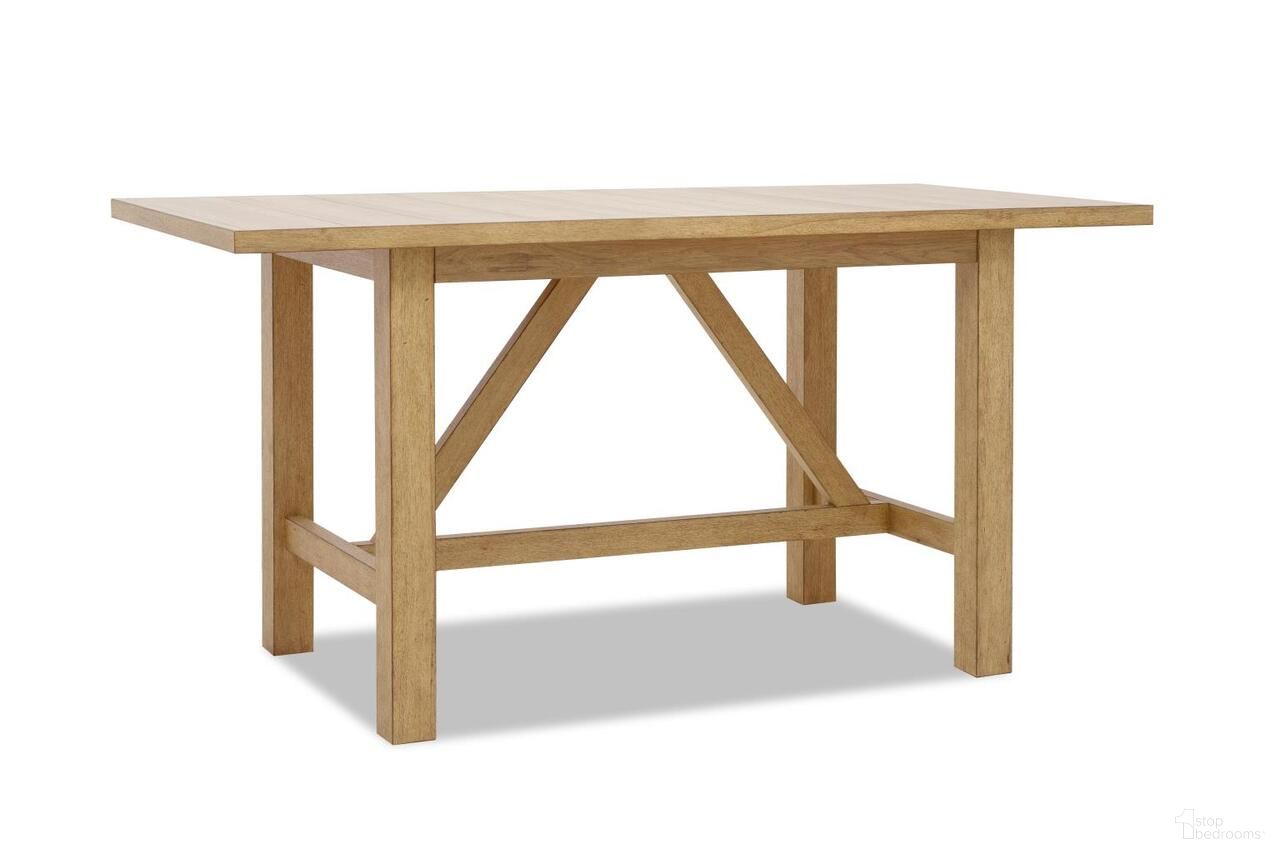 The appearance of Today's Traditions Counter Height Table In Natural Hickory designed by Legacy Classic in the transitional interior design. This natural hickory piece of furniture was selected by 1StopBedrooms from Today's Traditions Collection to add a touch of cosiness and style into your home. Sku: TY656-036. Table Base Style: Trestle. Table Top Shape: Rectangular. Material: Hardwood. Size: 72" x 34".