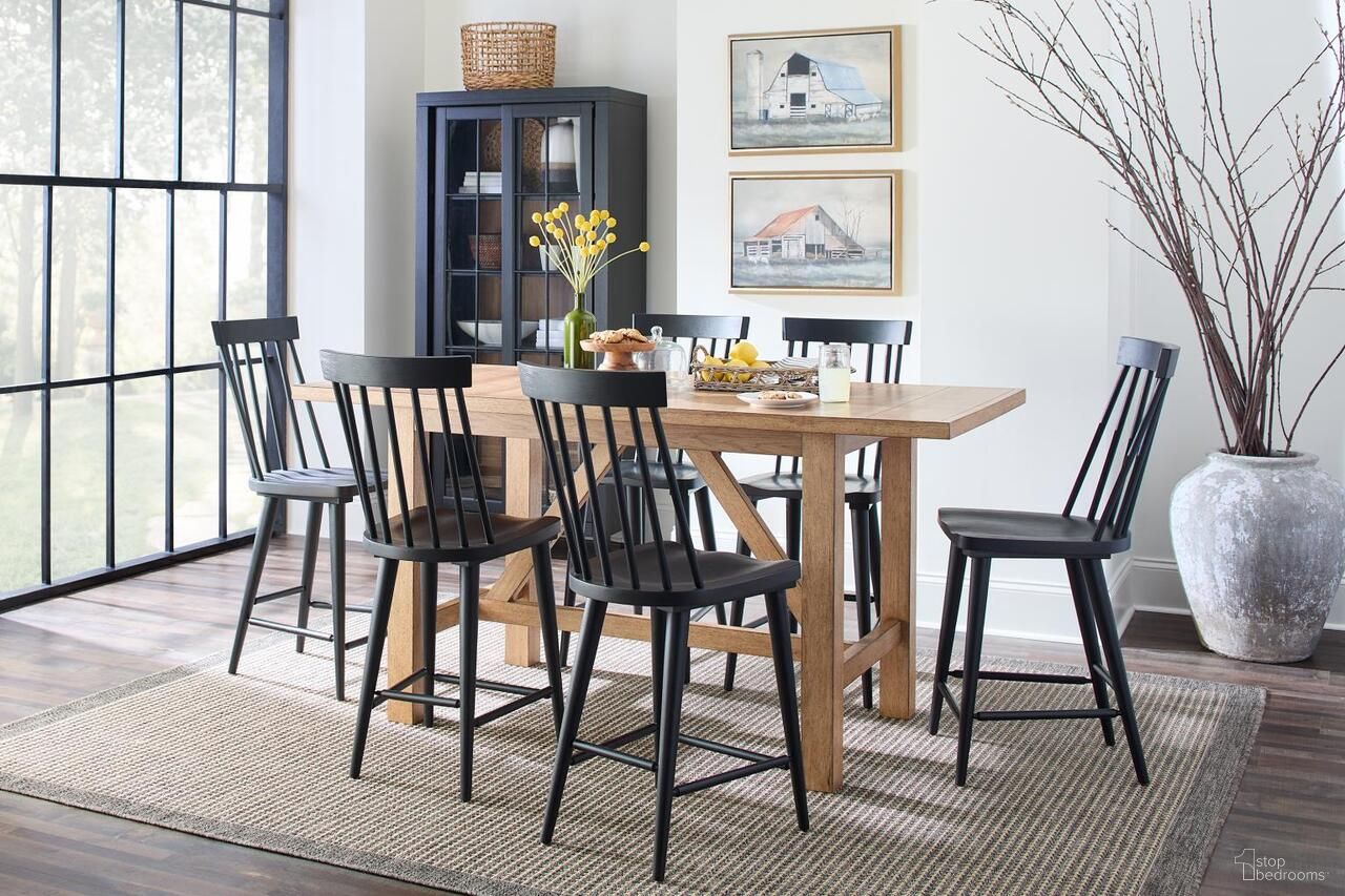 Todays Traditions Counter Height Dining Room Set In Natural Hickory And Blacksmith