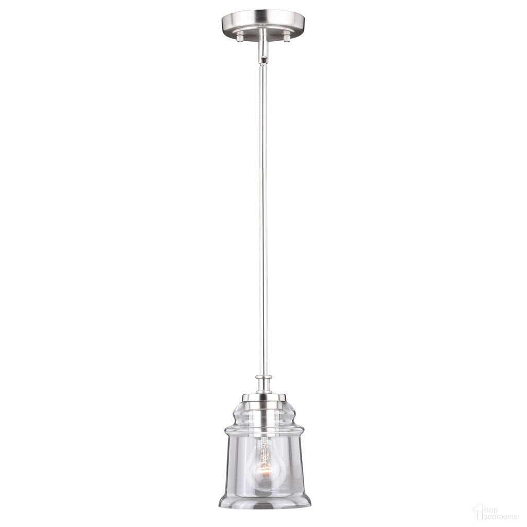 The appearance of Toledo 5.25 Inch Mini Pendant In Satin Nickel designed by Vaxcel in the industrial interior design. This satin nickel piece of furniture  was selected by 1StopBedrooms from Toledo Collection to add a touch of cosiness and style into your home. Sku: P0210. Material: Steel.