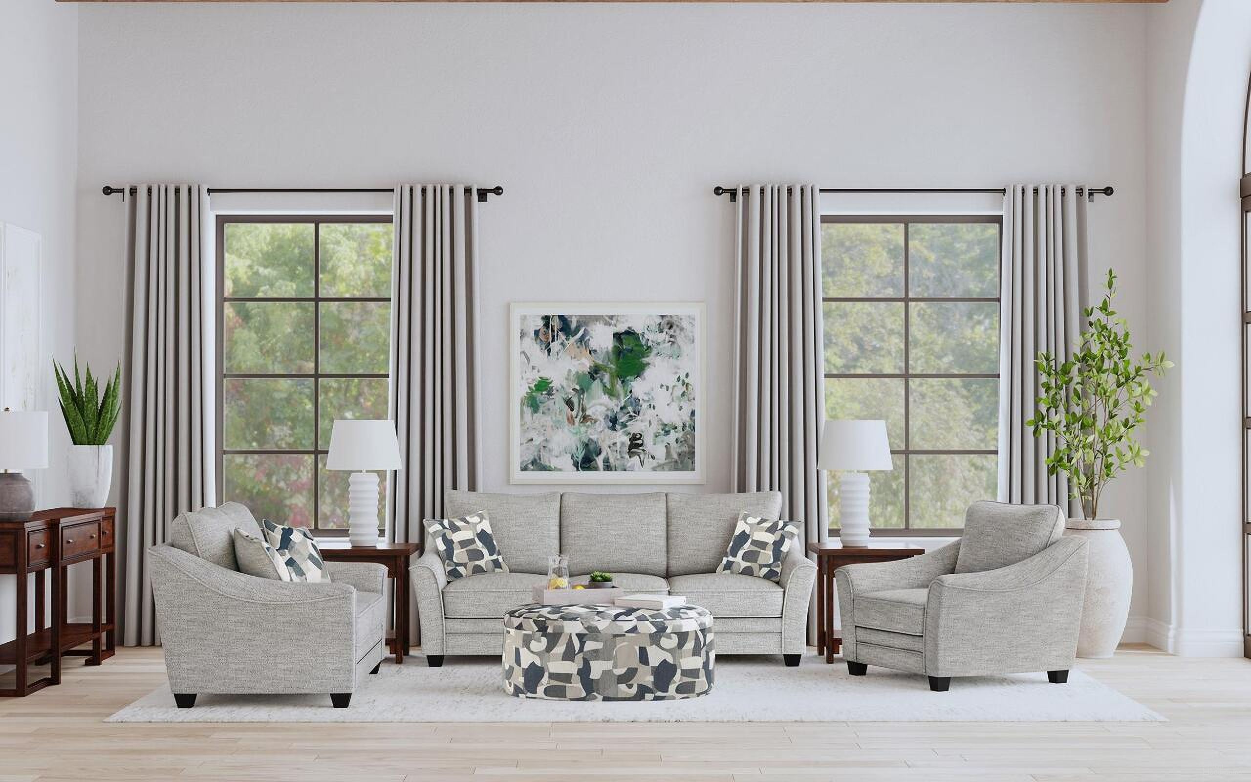 The appearance of Tomkins Boucle Upholstered Living Room Set In Light Grey designed by Coaster in the transitional interior design. This light grey piece of furniture was selected by 1StopBedrooms from Tomkins Collection to add a touch of cosiness and style into your home. Sku: 509671;509672. Material: Upholstered.