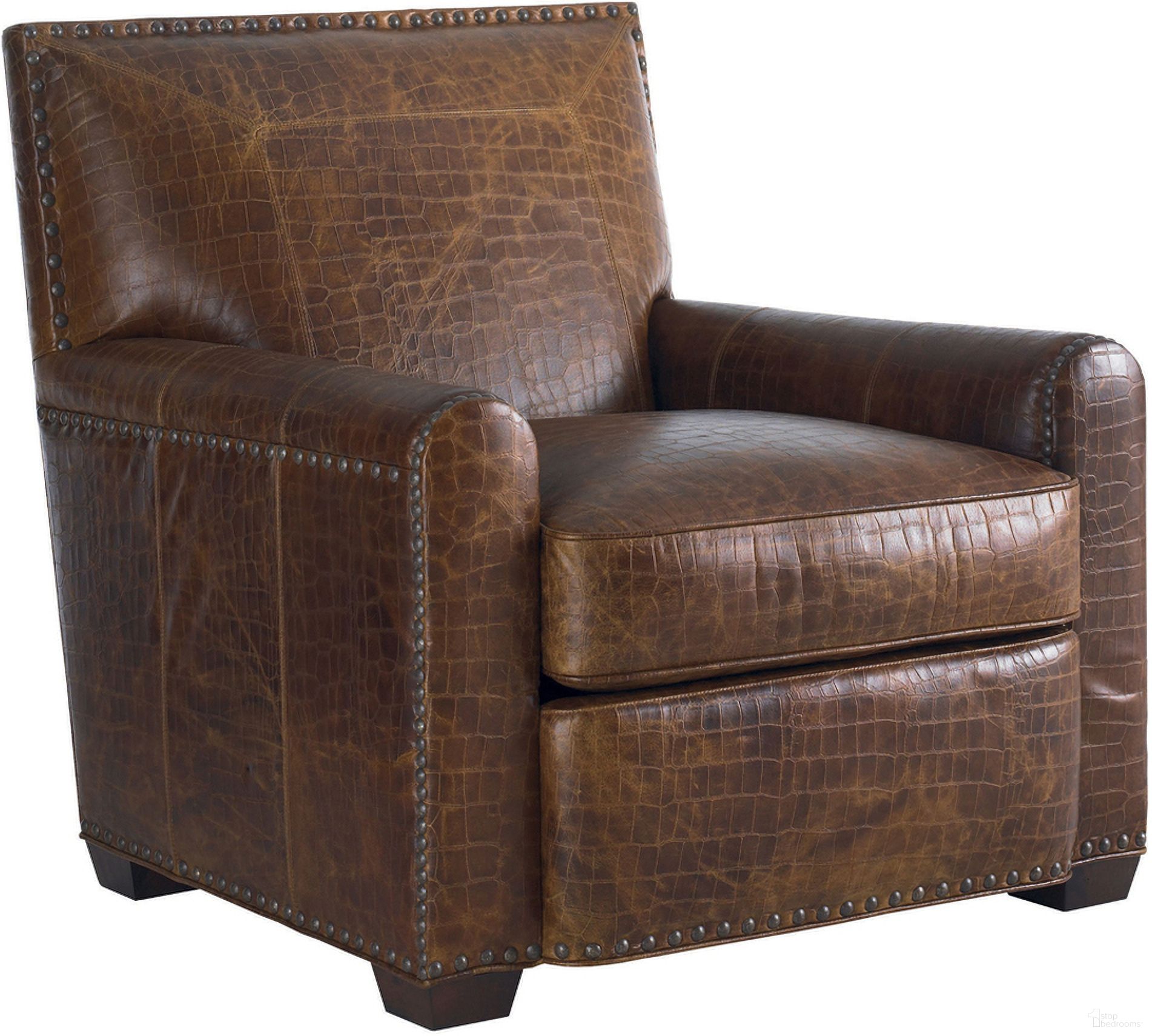The appearance of Tommy Bahama Upholstery Stirling Park Leather Chair designed by Tommy Bahama in the modern / contemporary interior design. This brown piece of furniture  was selected by 1StopBedrooms from Tommy Bahama Upholstery Collection to add a touch of cosiness and style into your home. Sku: LL7576-11-40. Material: Leather.