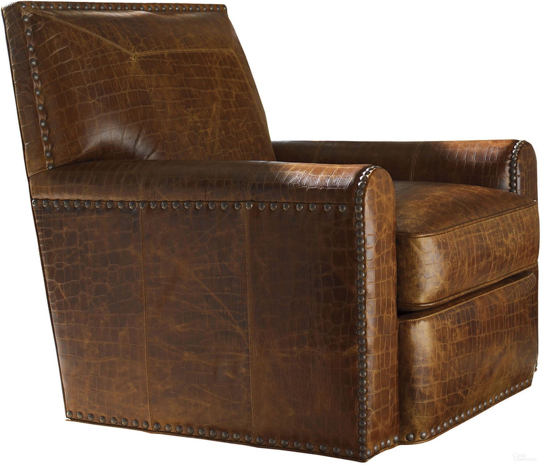 The appearance of Tommy Bahama Upholstery Stirling Park Leather Swivel Chair designed by Tommy Bahama in the modern / contemporary interior design. This brown piece of furniture  was selected by 1StopBedrooms from Tommy Bahama Upholstery Collection to add a touch of cosiness and style into your home. Sku: LL7576-11SW-40. Material: Leather.