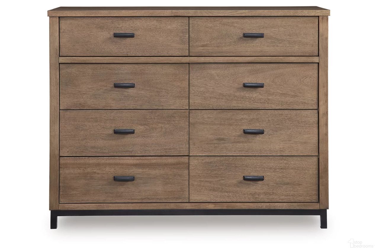 The appearance of Tomtyn Dresser In Light Brown designed by Signature Design by Ashley in the transitional interior design. This light brown piece of furniture was selected by 1StopBedrooms from Tomtyn Collection to add a touch of cosiness and style into your home. Sku: B622-31. Material: Wood.