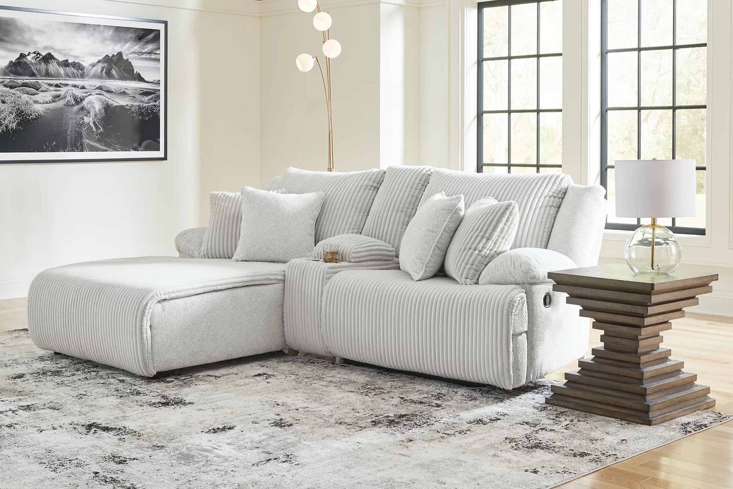 The appearance of Top Tier 3-Piece LAF Reclining Sectional Sofa with Chaise In Alloy designed by Signature Design by Ashley in the modern / contemporary interior design. This alloy piece of furniture was selected by 1StopBedrooms from Top Tier Collection to add a touch of cosiness and style into your home. Sku: 9270605;9270657;9270641. Material: Polyester. Layout: L-Shape. Orientation: LAF.