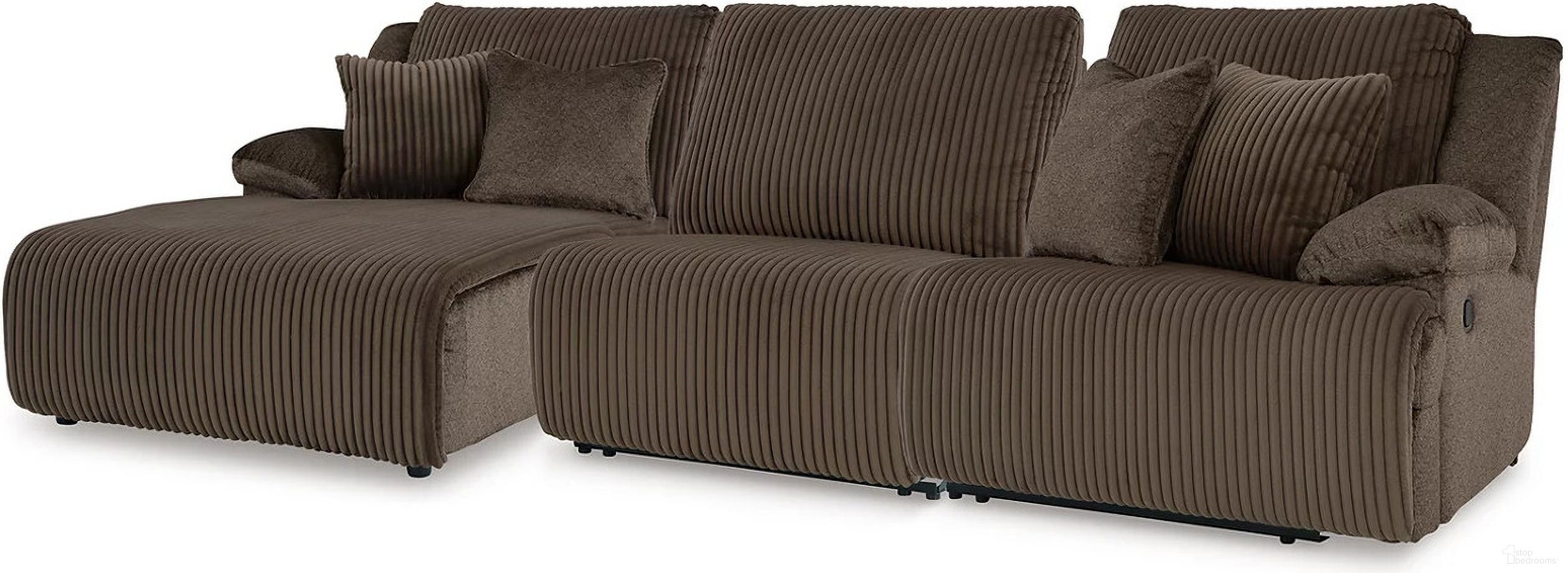 The appearance of Top Tier 3-Piece LAF Sofa Chaise Sectional In Chocolate designed by Signature Design by Ashley in the modern / contemporary interior design. This chocolate piece of furniture was selected by 1StopBedrooms from Top Tier Collection to add a touch of cosiness and style into your home. Sku: 9270505;9270519;9270541. Material: Polyester.