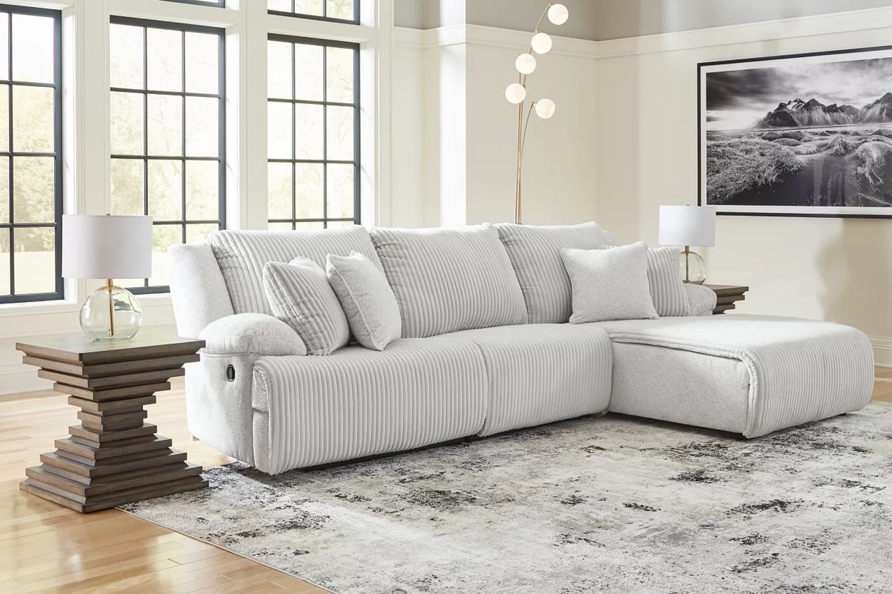 The appearance of Top Tier 3-Piece Sectional Sofa Chaise In Alloy designed by Signature Design by Ashley in the modern / contemporary interior design. This alloy piece of furniture was selected by 1StopBedrooms from Top Tier Collection to add a touch of cosiness and style into your home. Sku: 9270640;9270646;9270607. Material: Polyester. Layout: L-Shape. Orientation: RAF.