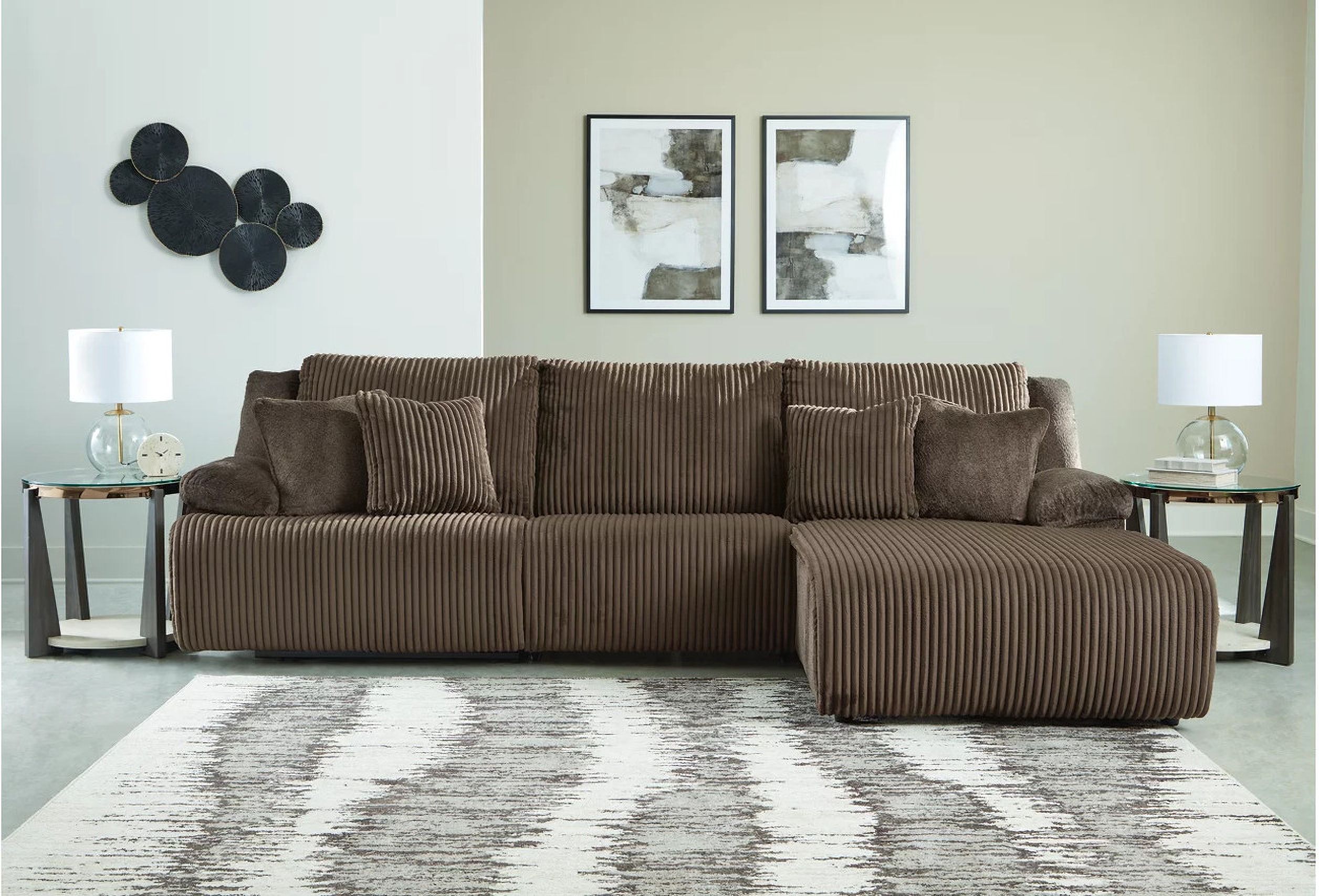 The appearance of Top Tier 3-Piece Sectional Sofa Chaise In Chocolate designed by Signature Design by Ashley in the modern / contemporary interior design. This chocolate piece of furniture was selected by 1StopBedrooms from Top Tier Collection to add a touch of cosiness and style into your home. Sku: 9270540;9270546;9270507. Material: Polyester. Layout: L-Shape. Orientation: RAF.