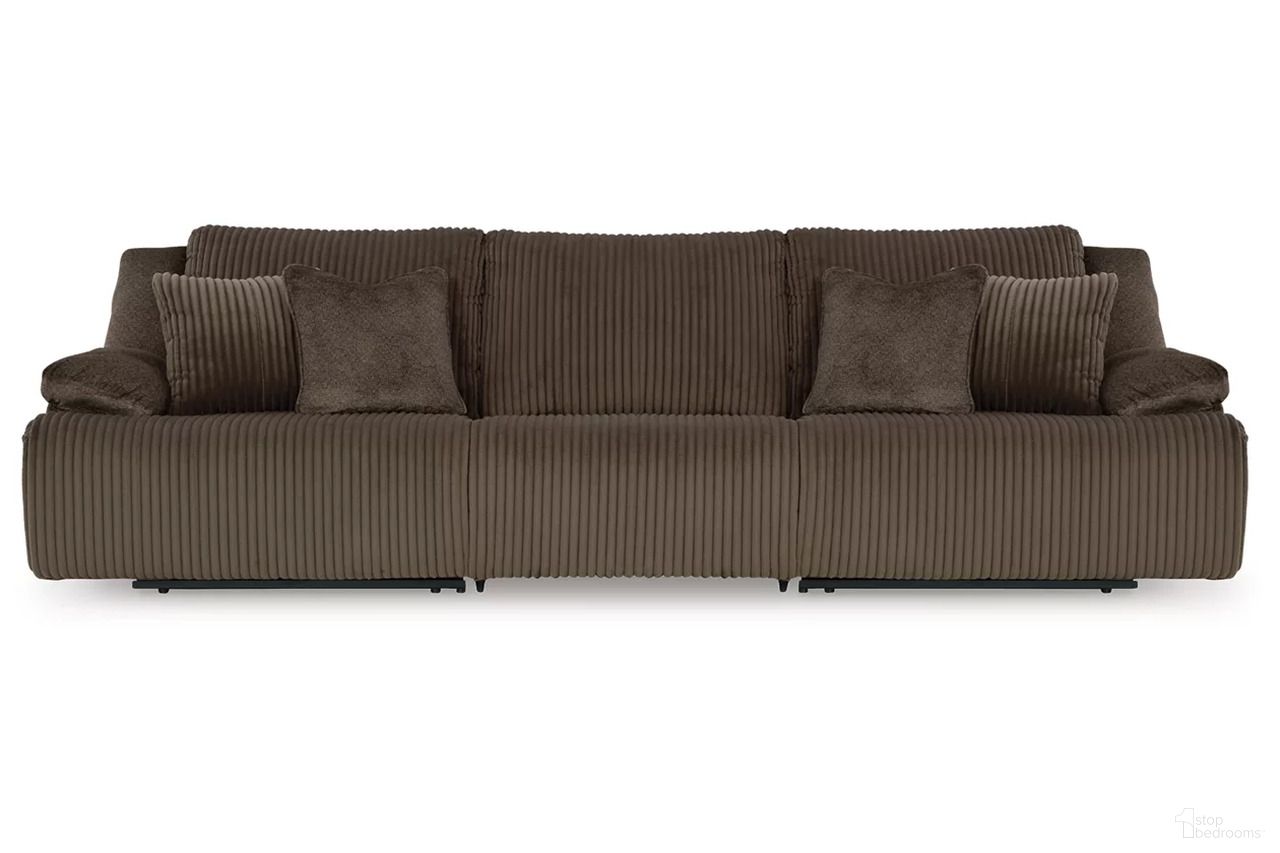 The appearance of Top Tier 3-Piece Sectional Sofa In Chocolate designed by Signature Design by Ashley in the modern / contemporary interior design. This chocolate piece of furniture  was selected by 1StopBedrooms from Top Tier Collection to add a touch of cosiness and style into your home. Sku: 9270540;9270541;9270546. Material: Corduroy.