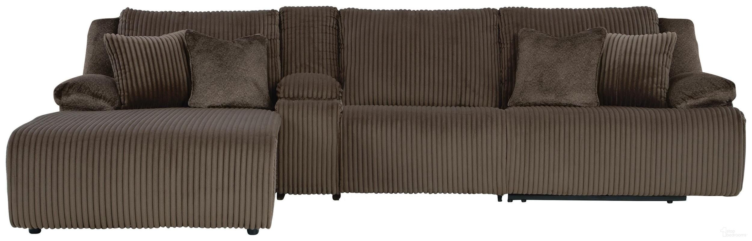Top Tier 4-Piece Reclining Sectional with LAF Chaise In Chocolate