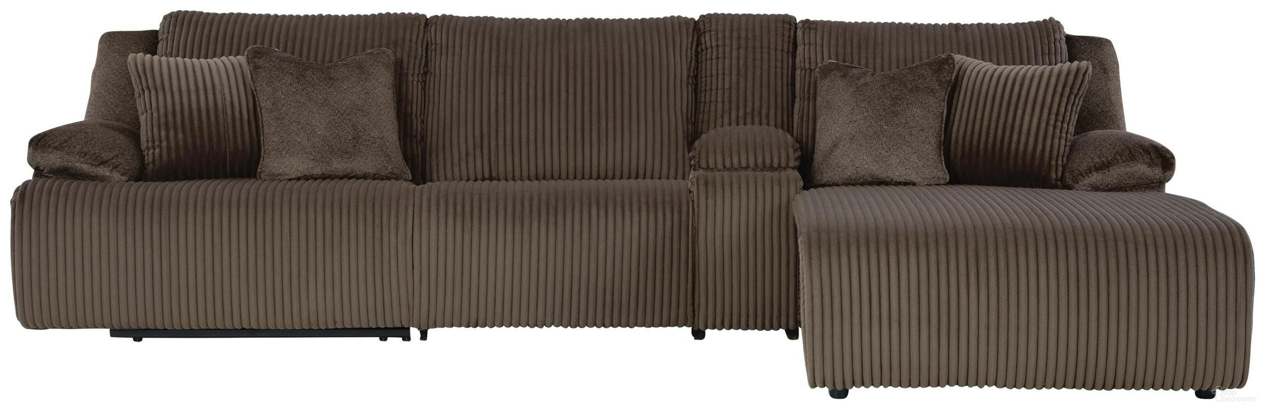 Top Tier 4-Piece Reclining Sectional with RAF Chaise In Chocolate